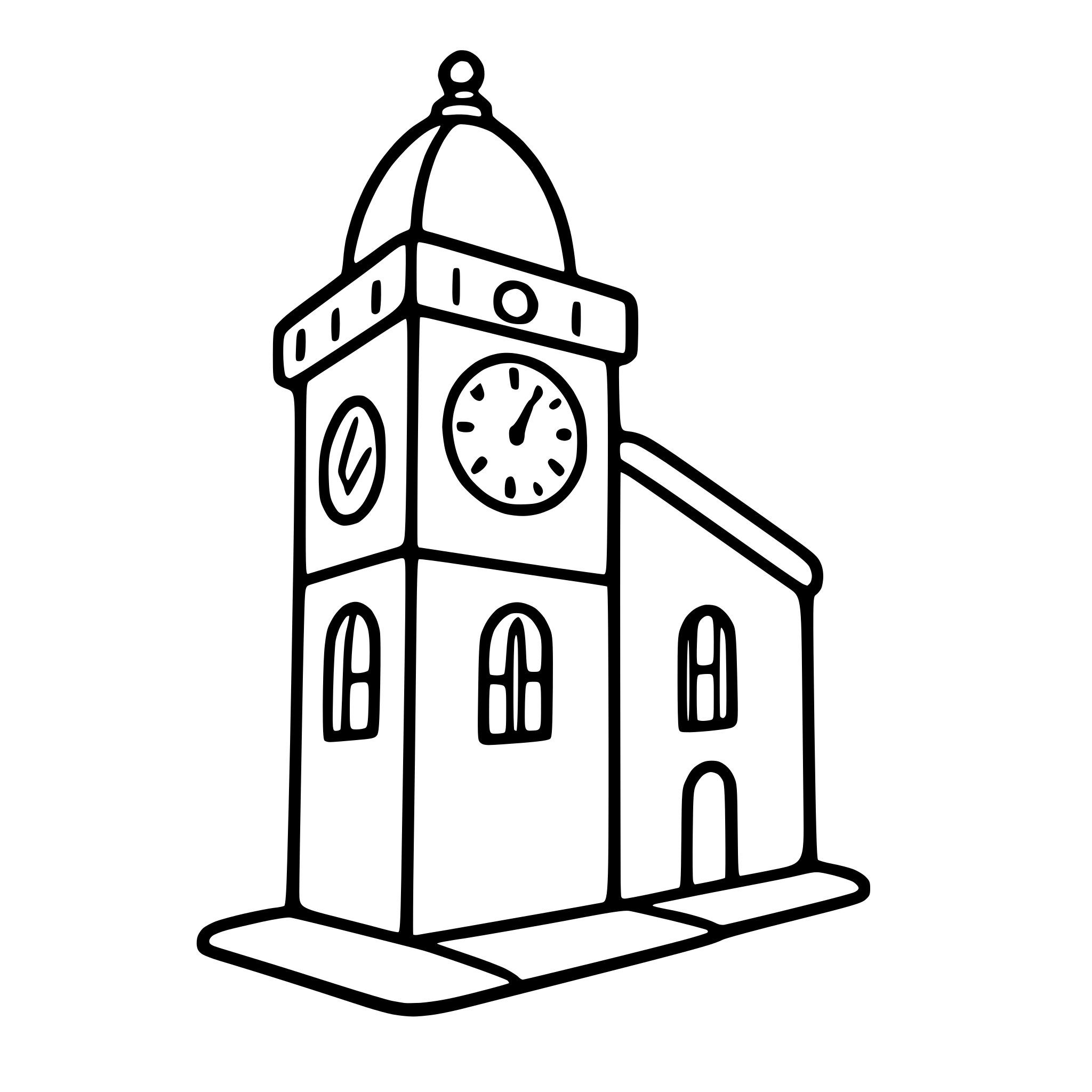 AI-generated SVG of 'clock tower in town square'
