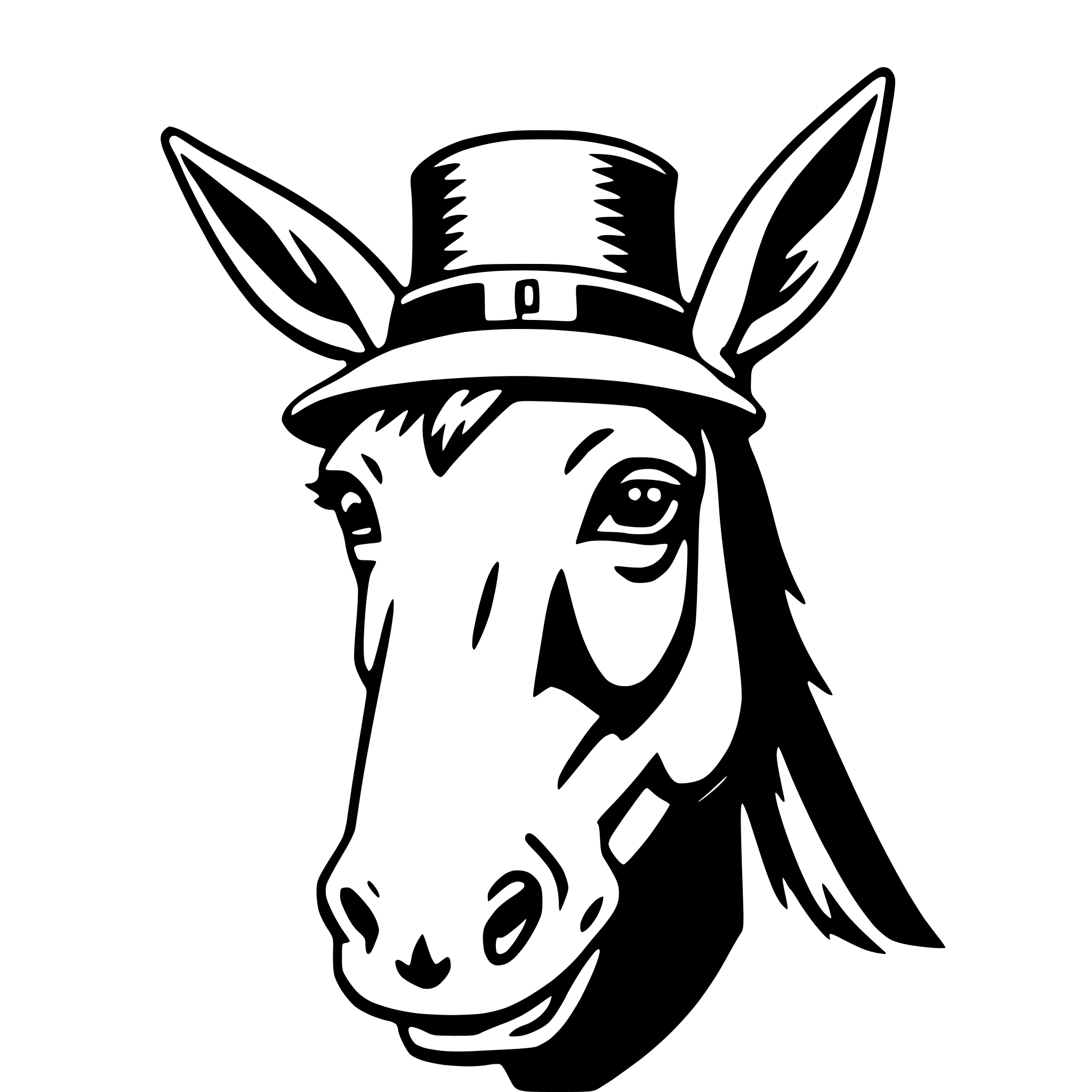 AI-generated SVG of a donkey with hat