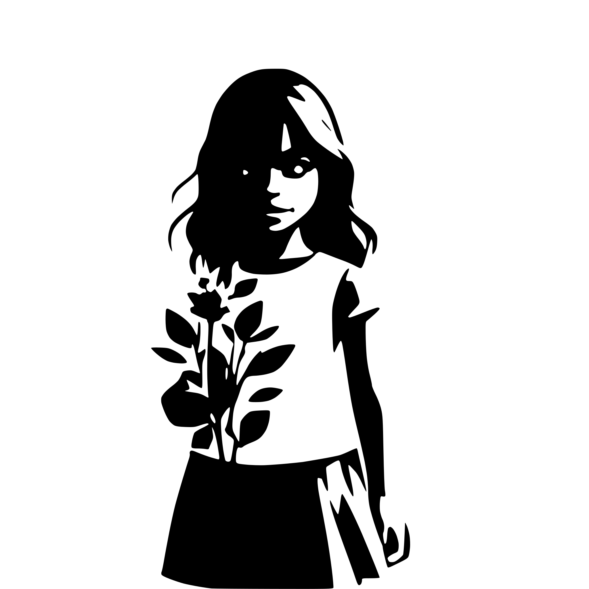 AI-generated SVG of 'little girl with flower silhouette'