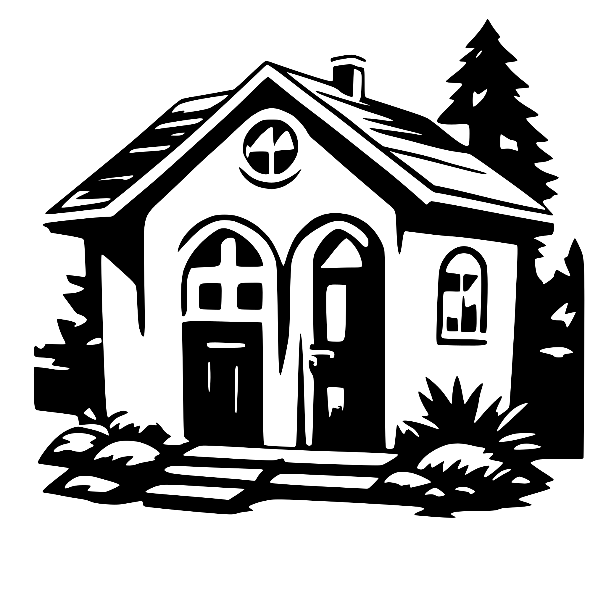 AI-generated SVG of 'a small house with one door and two windows'