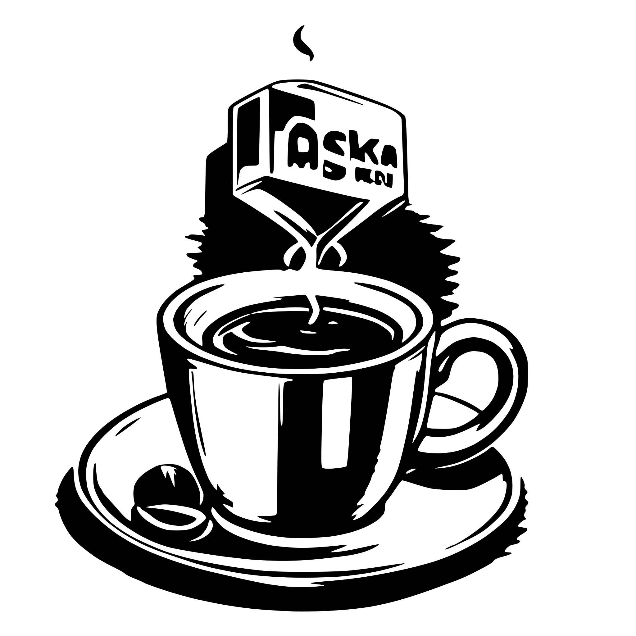 AI-generated SVG of a draw a cup of coffee which is labeled maska on it
