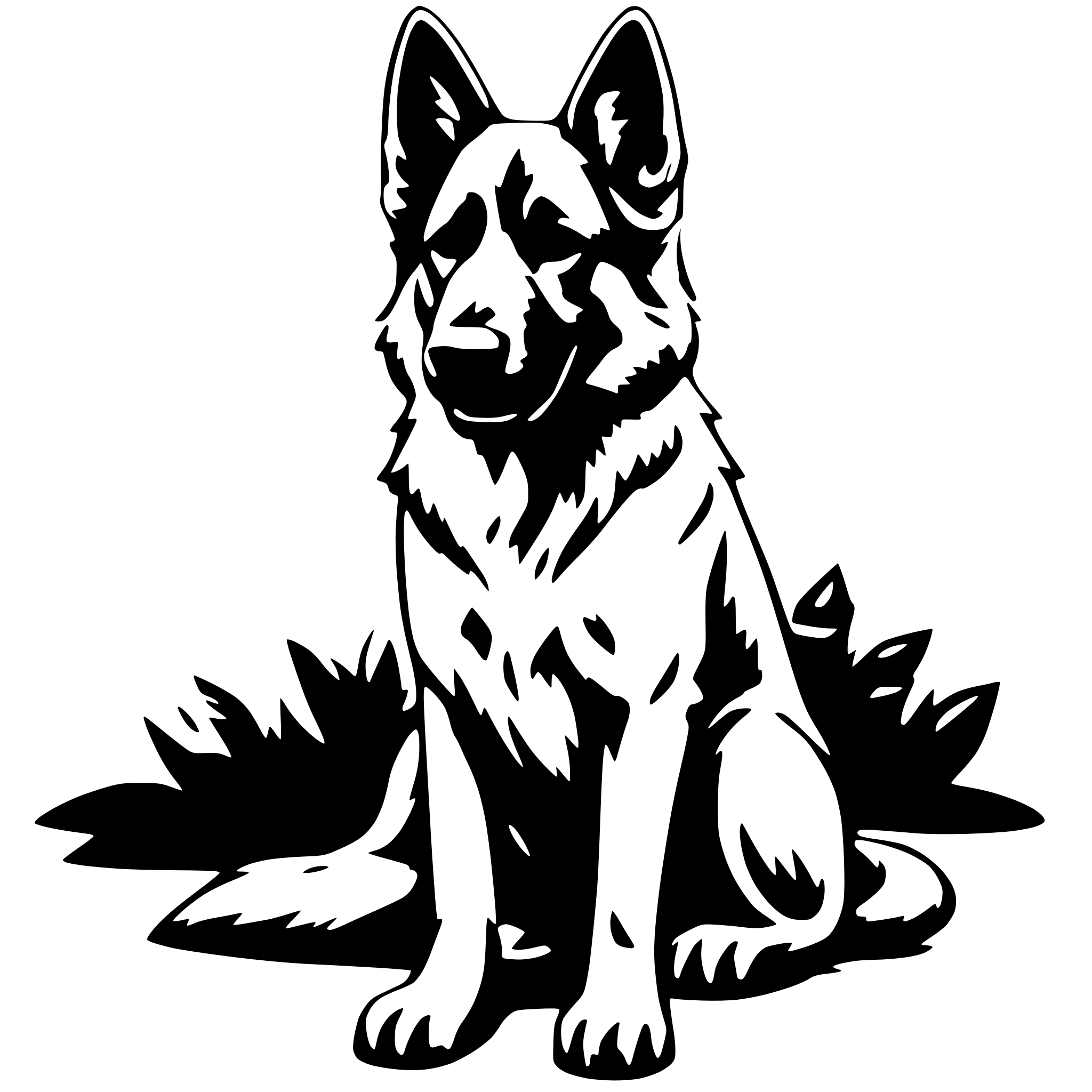 AI-generated SVG of 'A outline german sheperd'
