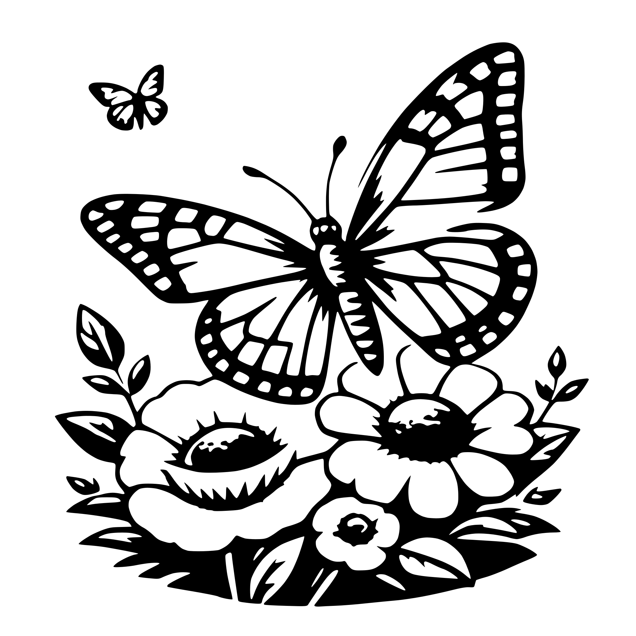 AI-generated SVG of 'butterfly and flowers'