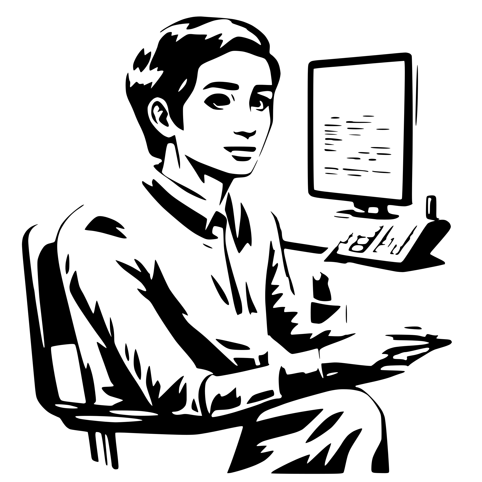 AI-generated SVG of a seseorang pria duduk di depan komputer dengan ekspresi bingung. AI-generated SVG of a seseorang pria duduk di depan komputer dengan ekspresi bingung.