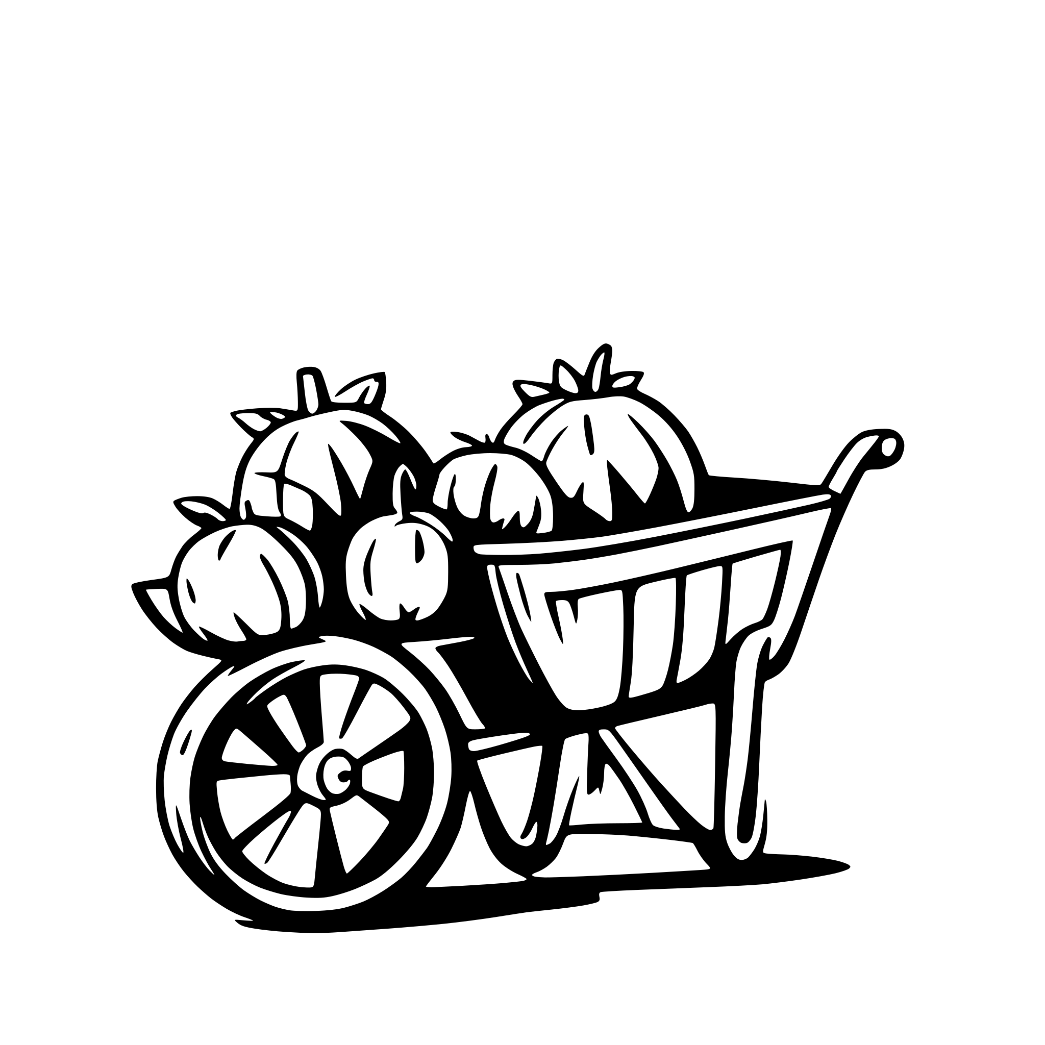 AI-generated SVG of 'Wheelbarrow with pumpkins'