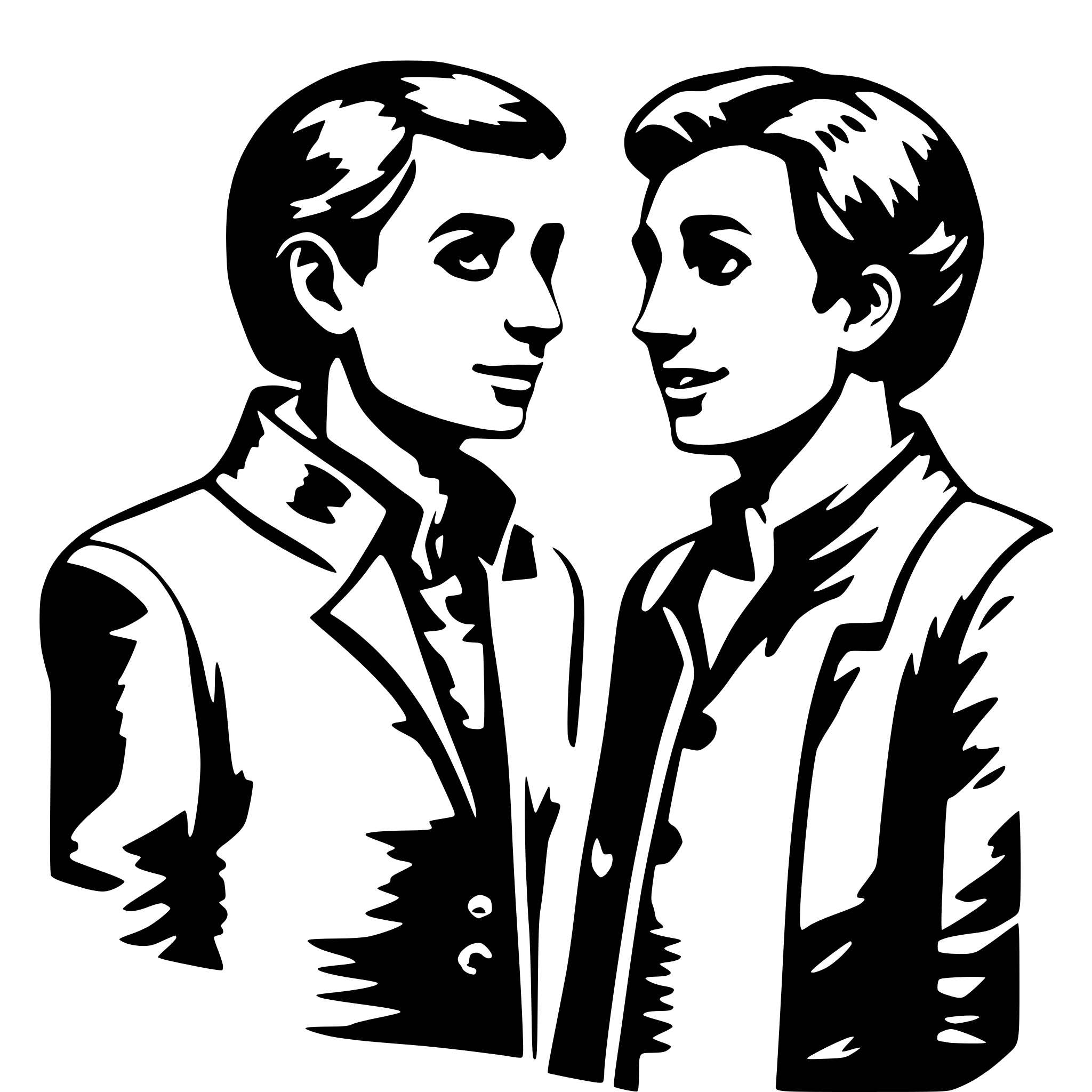 AI-generated SVG of ''Two men talking''