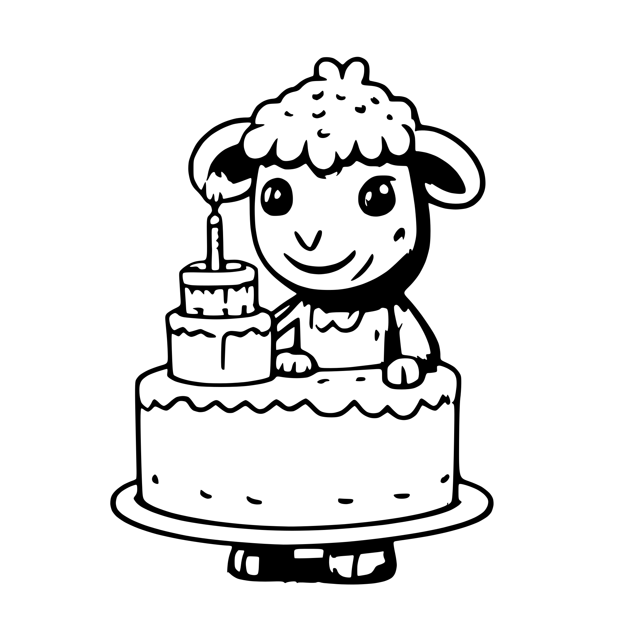 AI-generated SVG of a a cute sheep celebrating holding a birthday cake