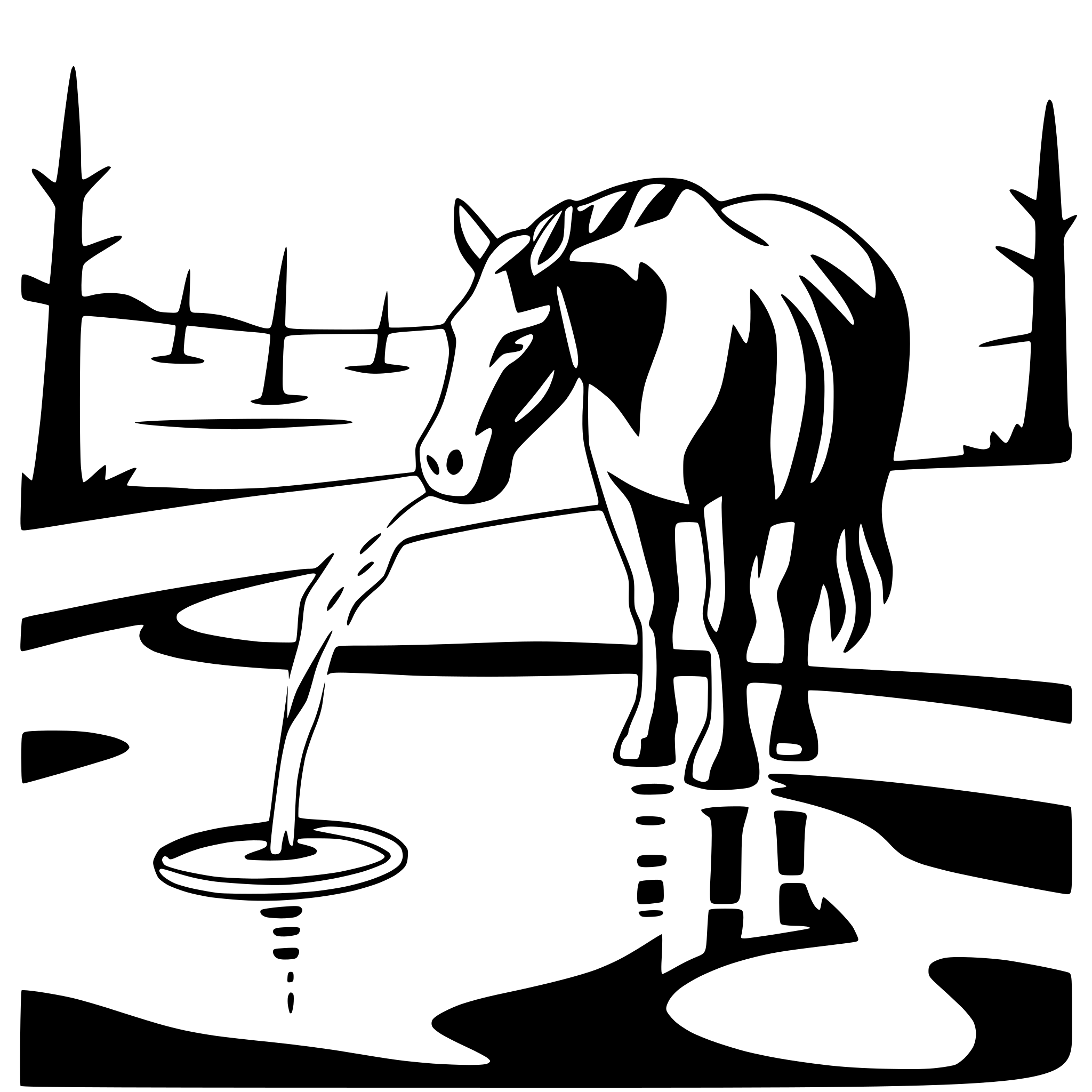 AI-generated SVG of a horse drinking from stream