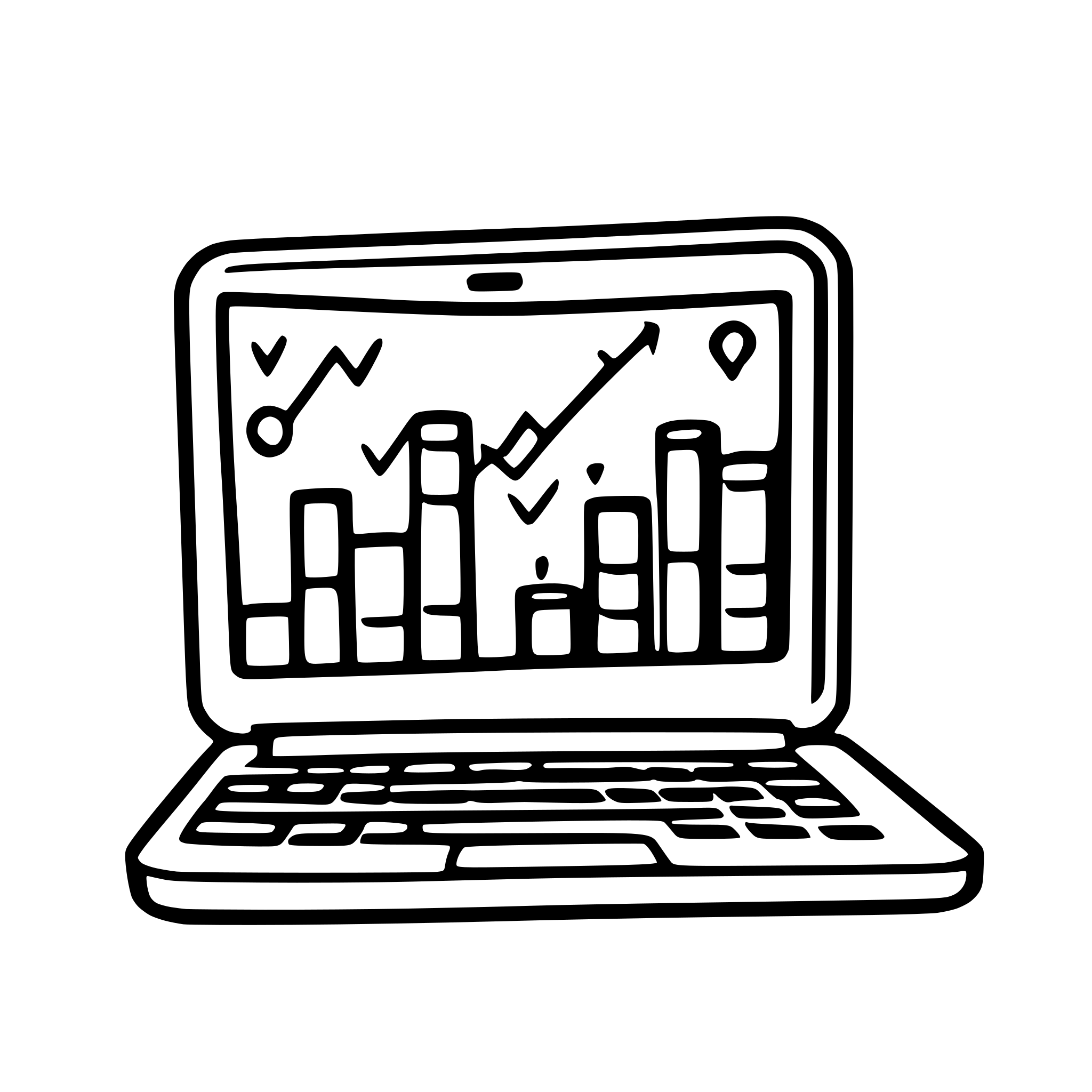 AI-generated SVG of a A laptop screen displaying rising trends, with floating icons like Facebook, Instagram, and analytics graphs. AI-generated SVG of a A laptop screen displaying rising trends, with floating icons like Facebook, Instagram, and analytics graphs.