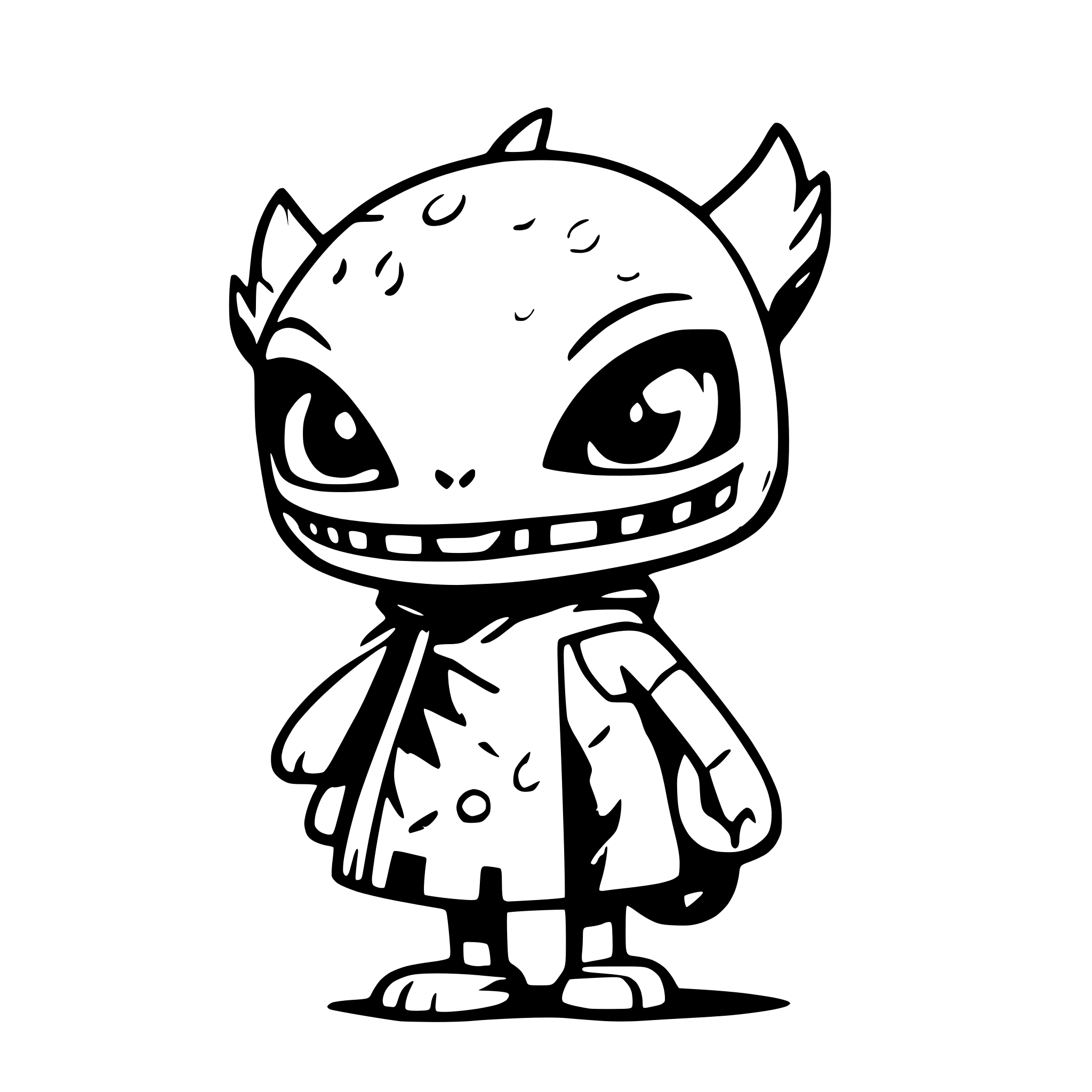 AI-generated SVG of a LITTLE ALIEN WITH BIG TEETH AND FURY COAT