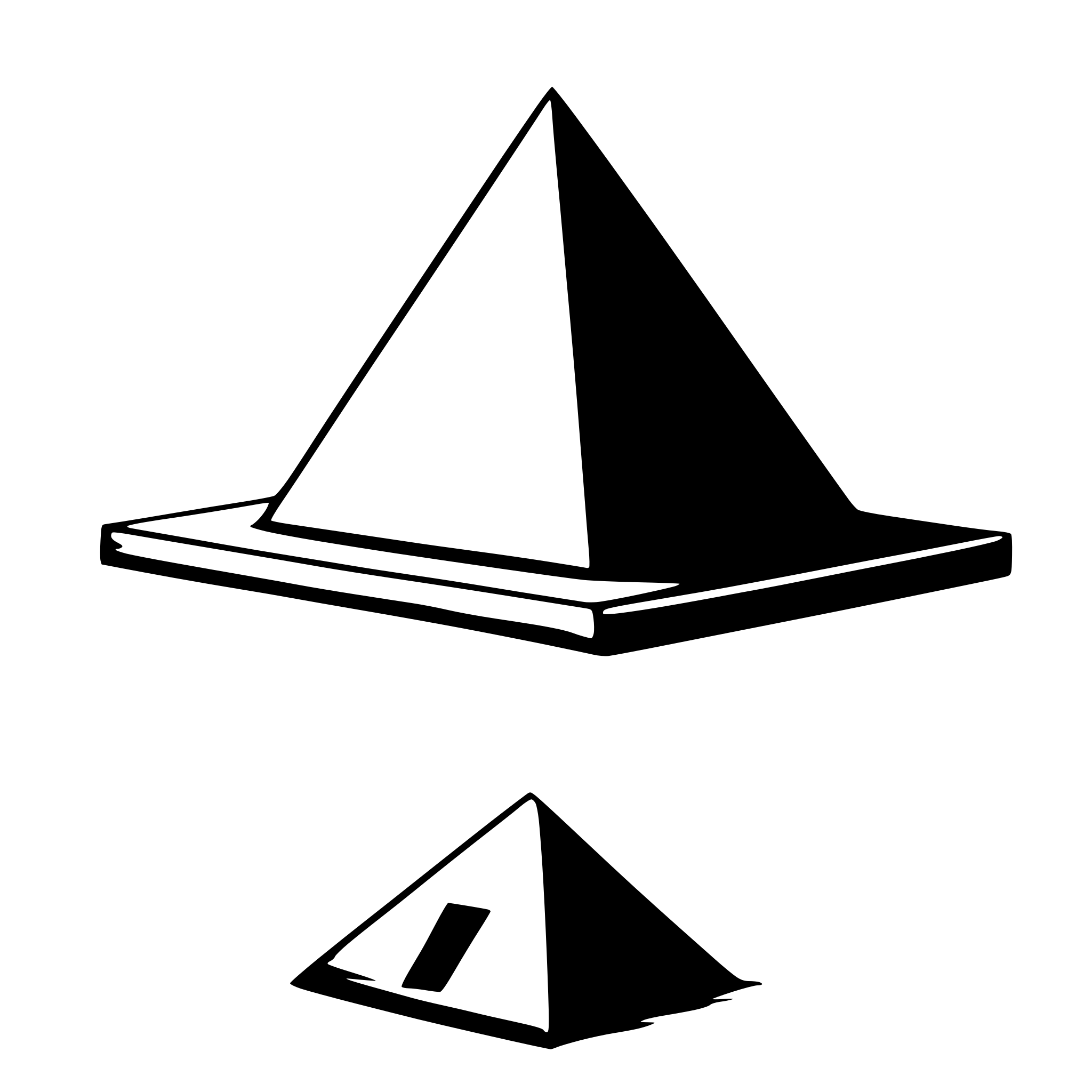 AI-generated SVG of 'A square pyramid is resting with a base edge on the ground parallel to VP and the face containing the base edge vertical. Draw the projections of the pyramid with the base visible in the front view.'