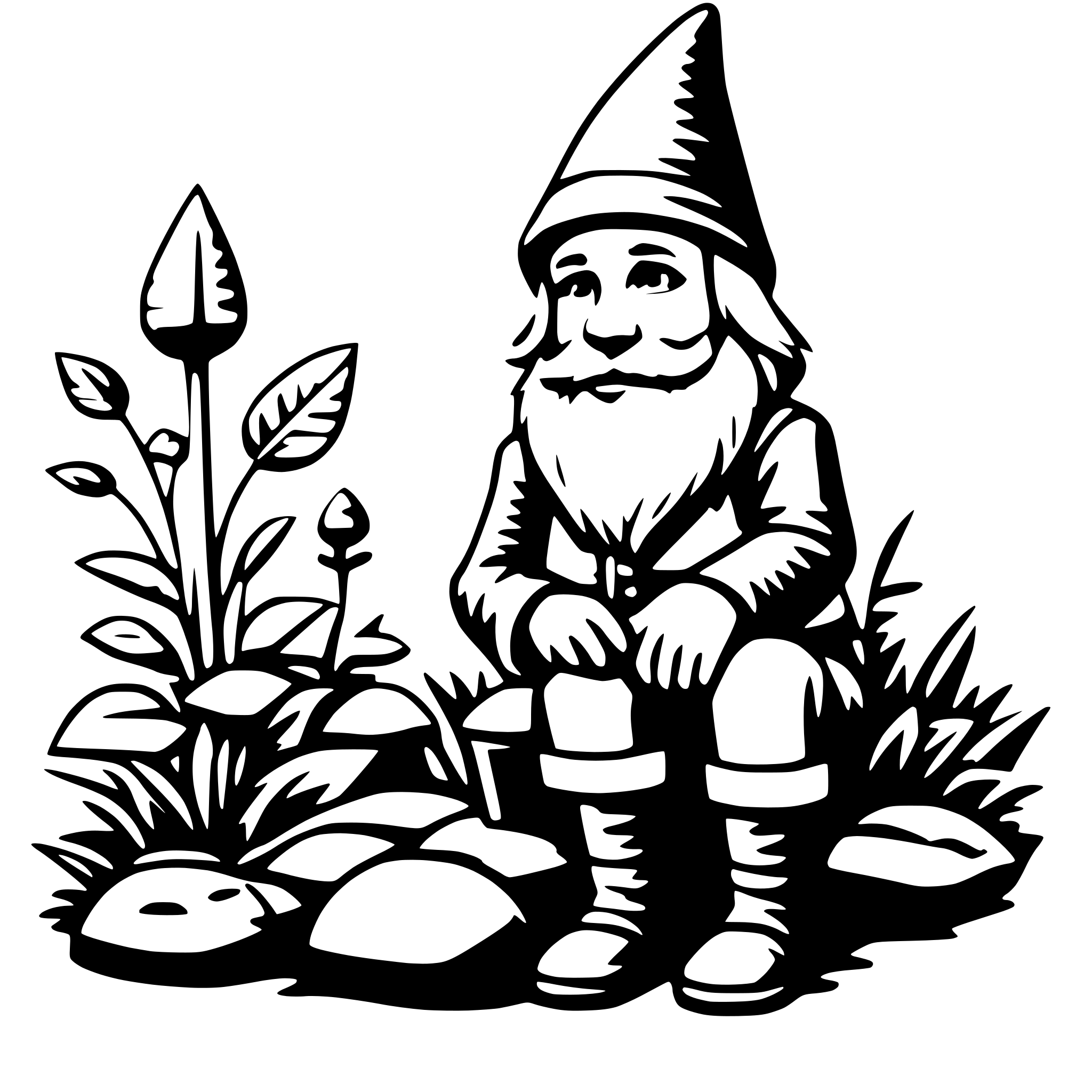 AI-generated SVG of 'garden with gnome'