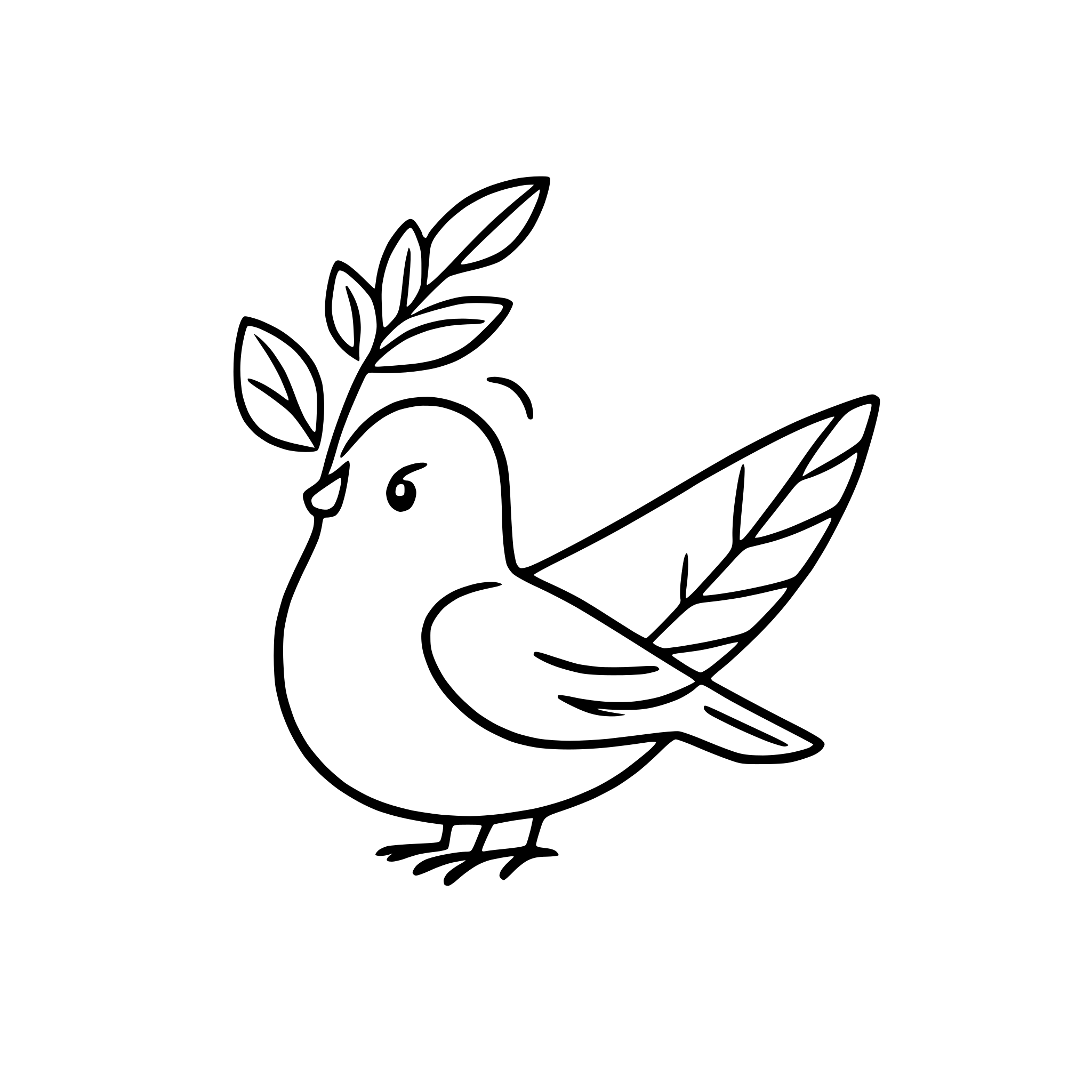 AI-generated SVG of 'dove carrying olive branch'