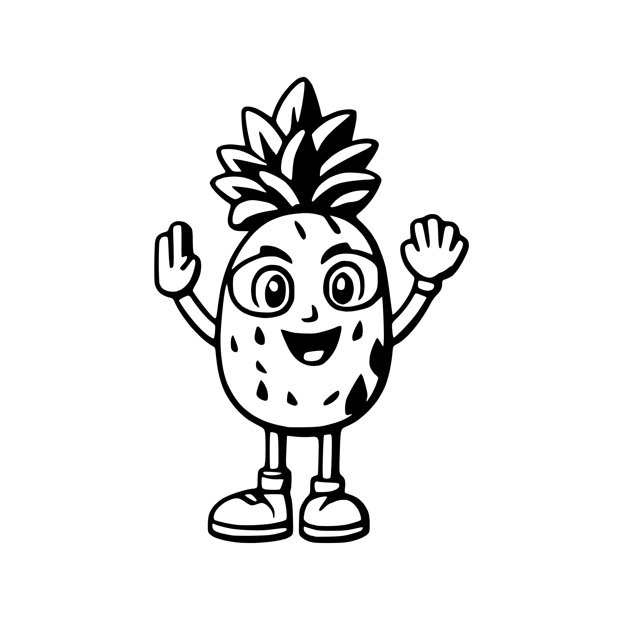 AI-generated SVG of a a dancing pineapple surrounded by musical notes
