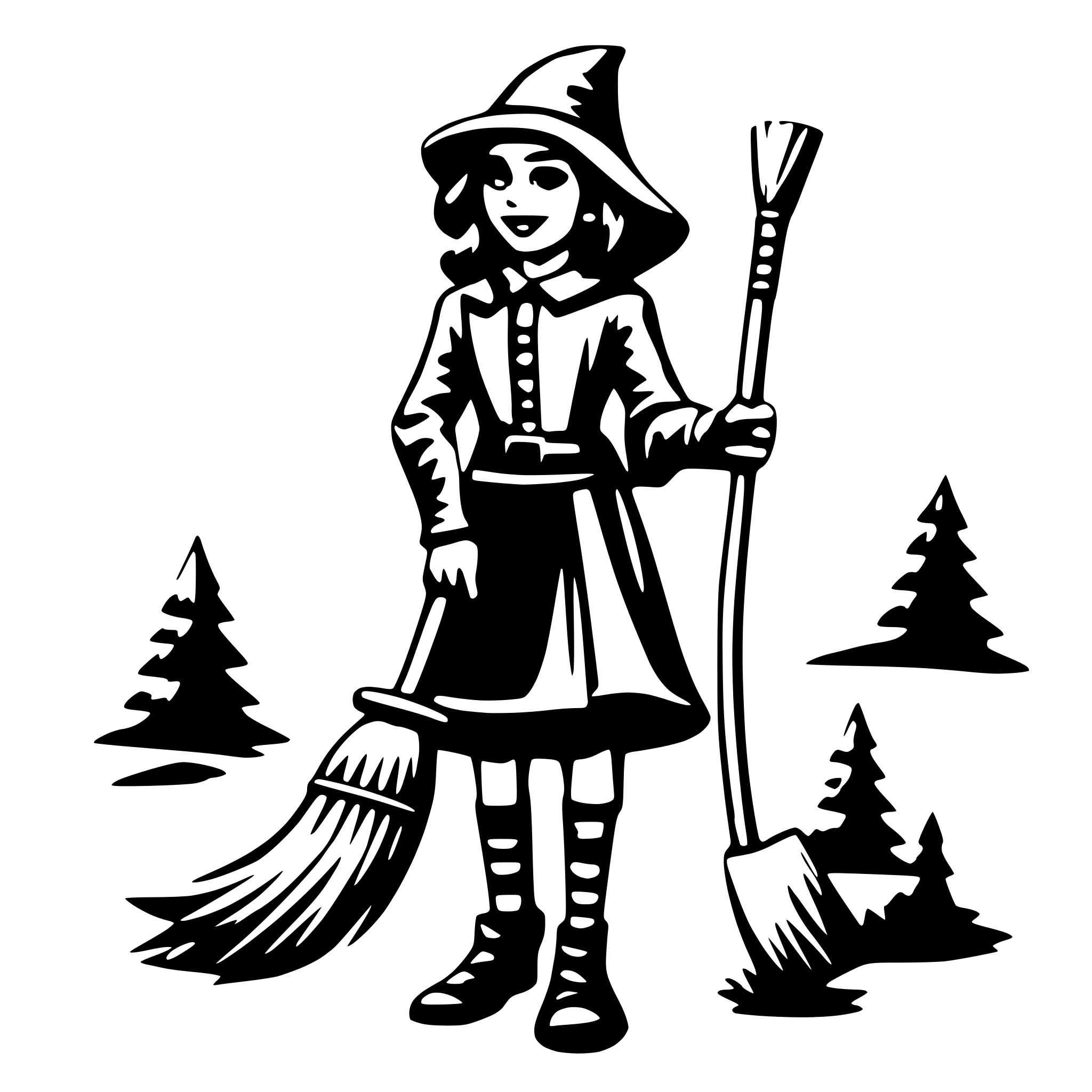 AI-generated SVG of a with on a broom