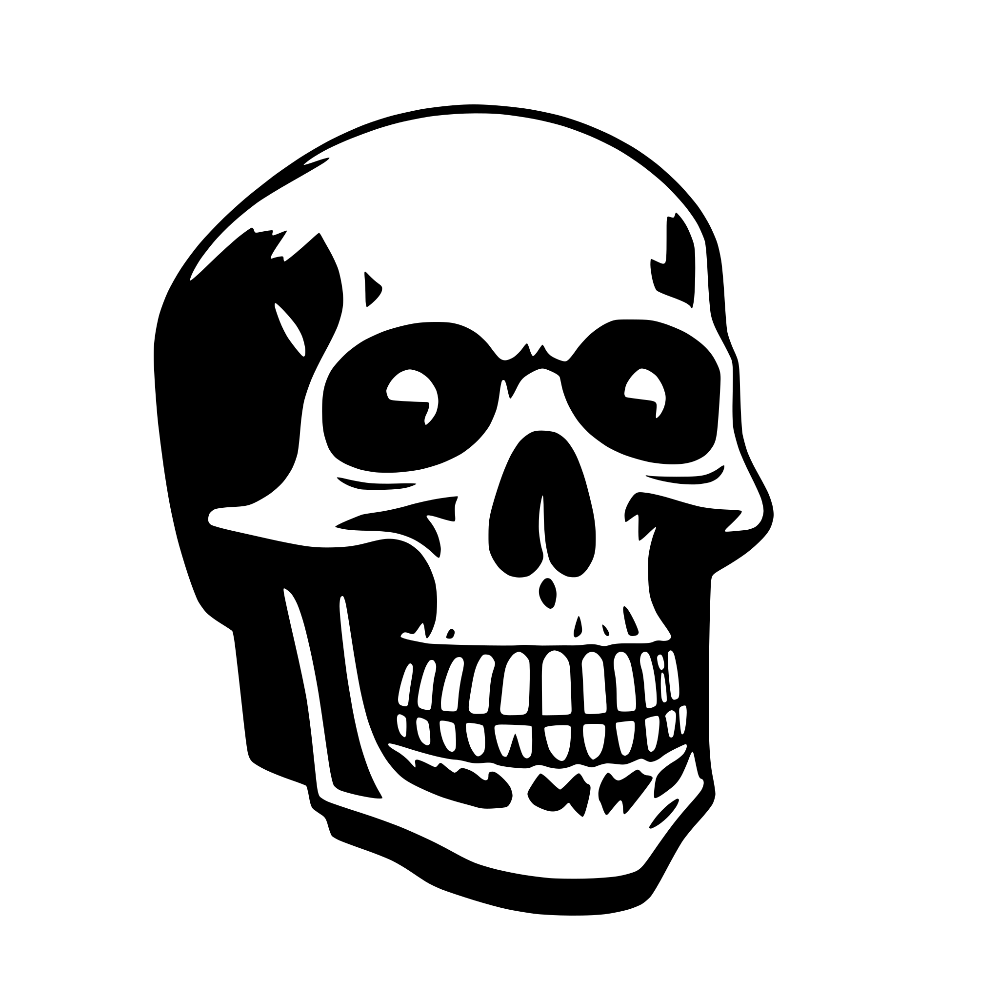 AI-generated SVG of 'a skull with cylinder'