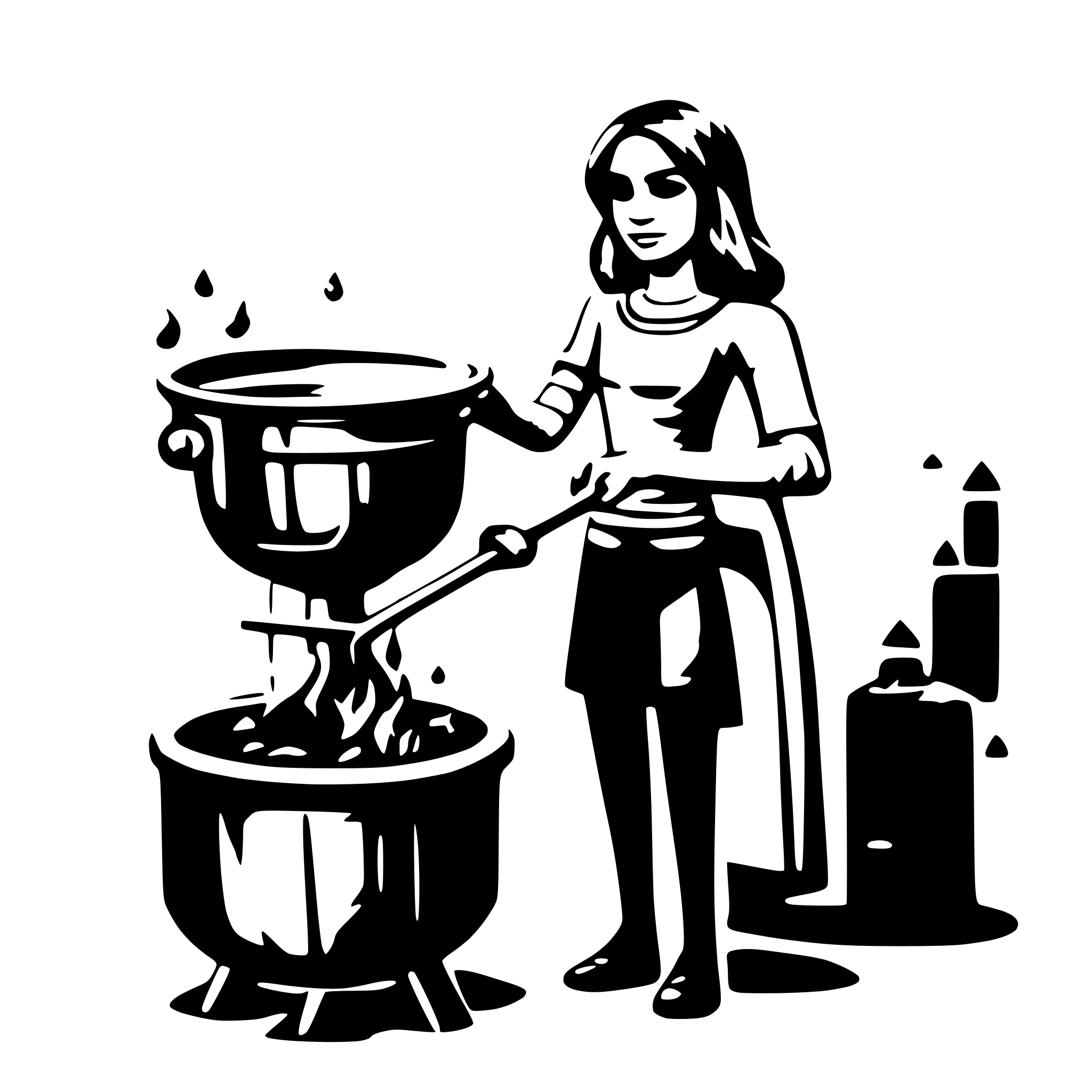 AI-generated SVG of 'Woman stirring cauldron simplistic'