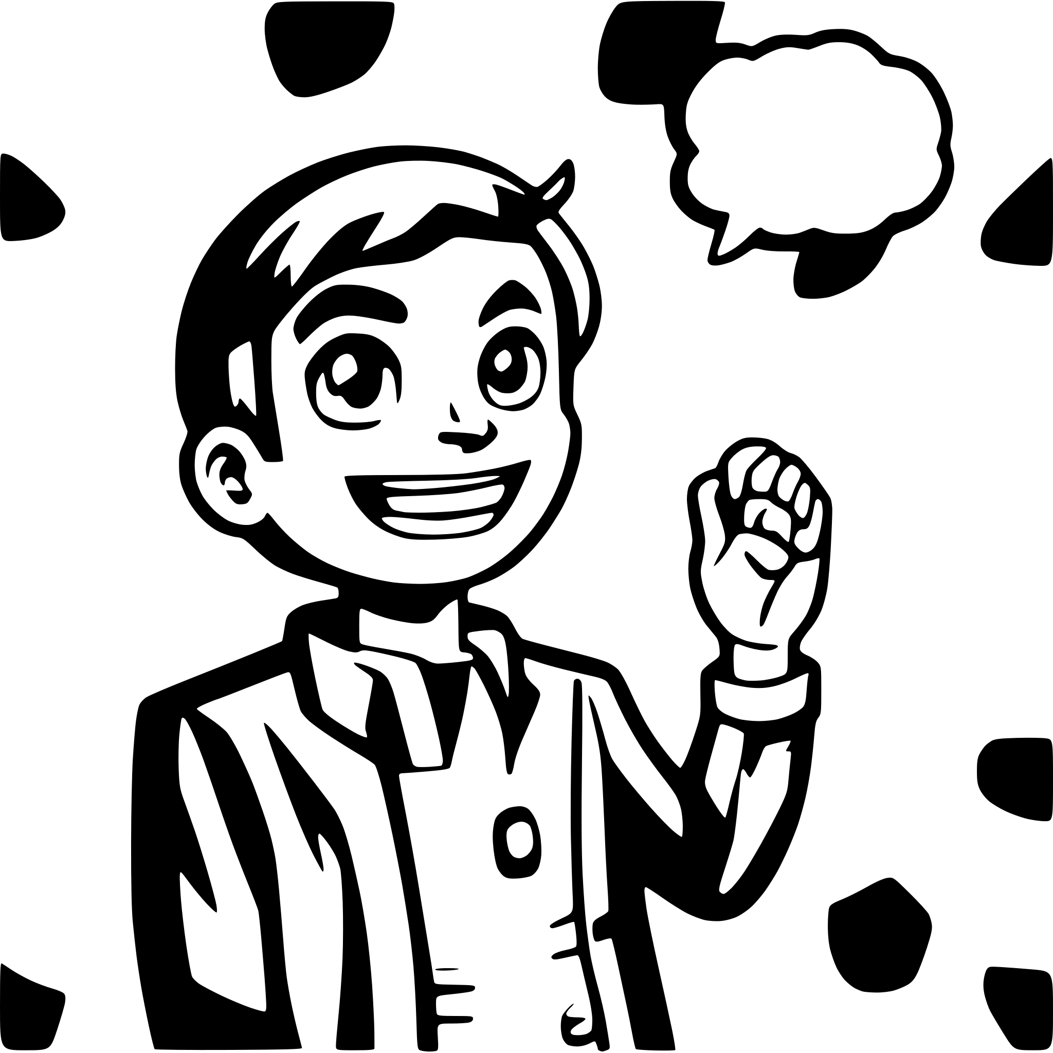 AI-generated SVG of a pop art man speaking in comic style