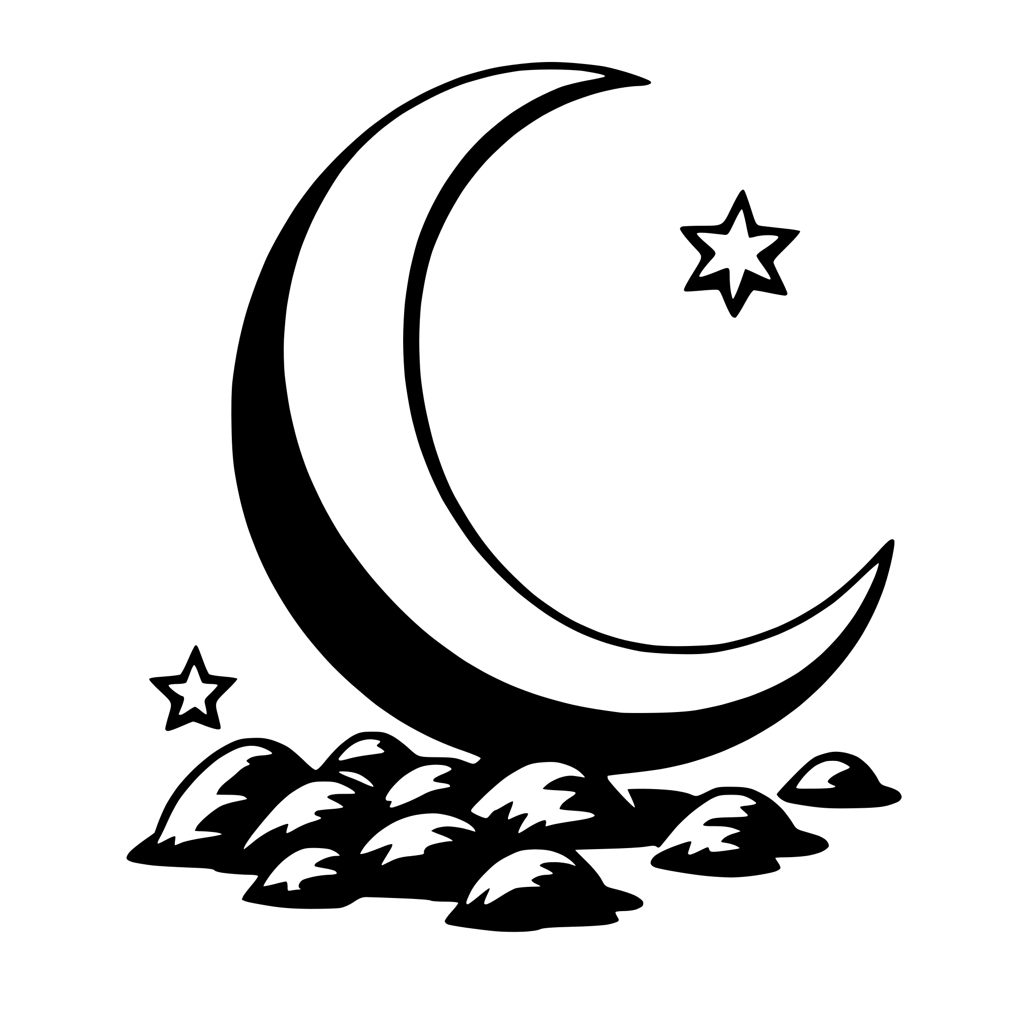 AI-generated SVG of 'crescent moon and stars'