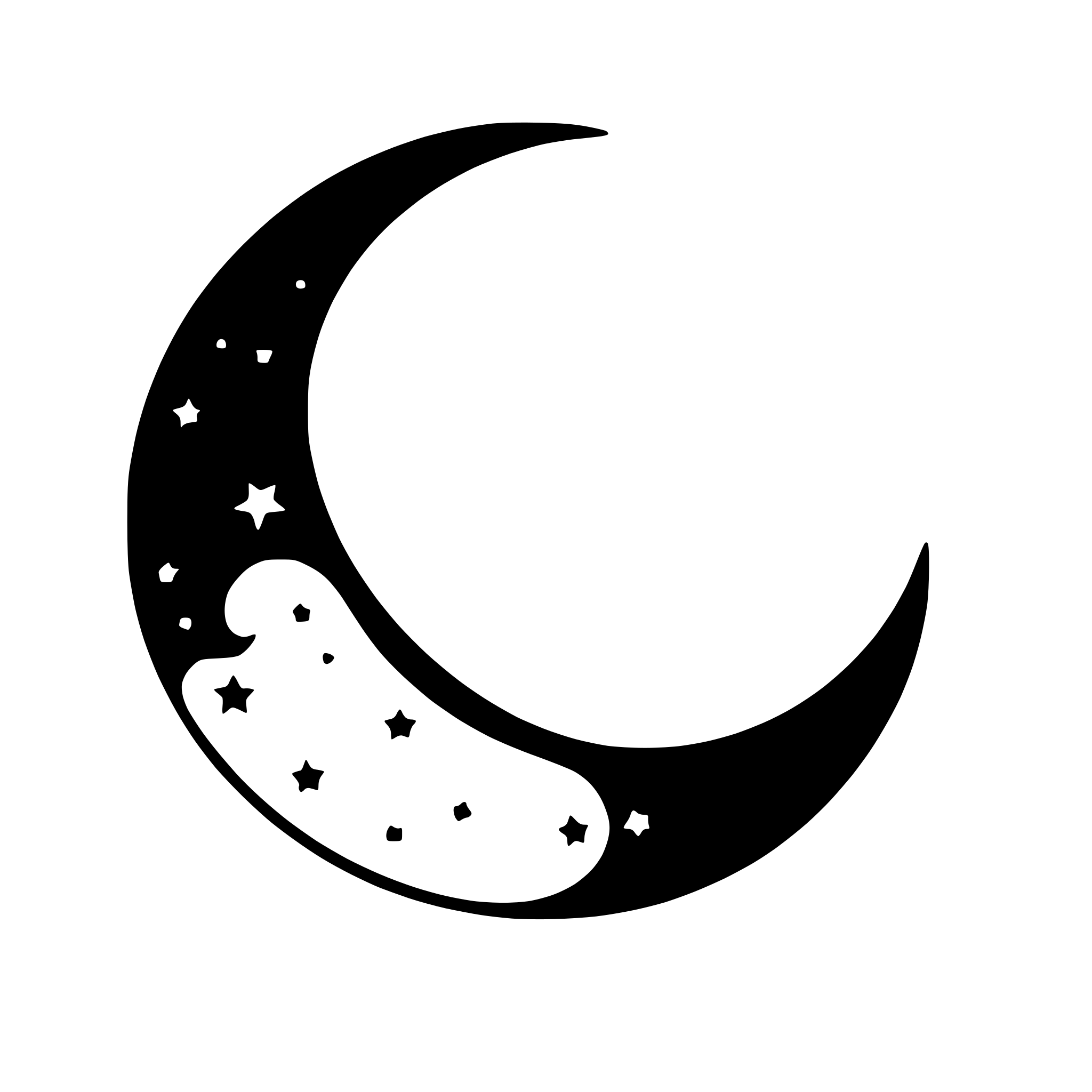 AI-generated SVG of 'crescent moon with stars'