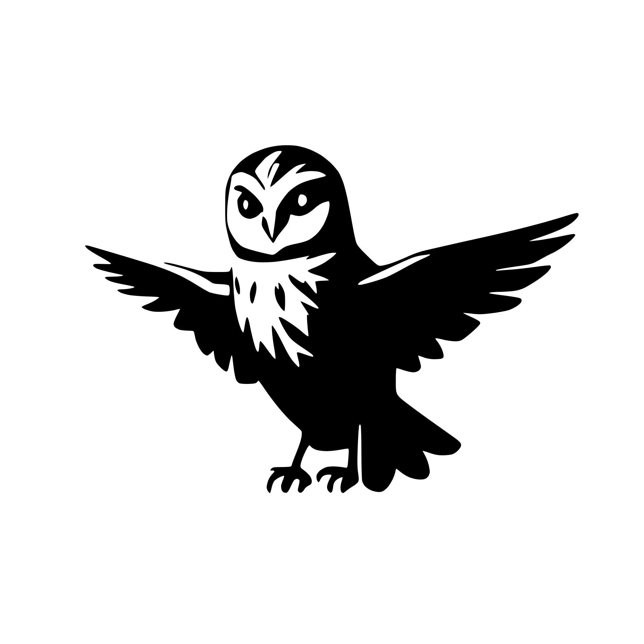 AI-generated SVG of a flying owl silhouette black realistic