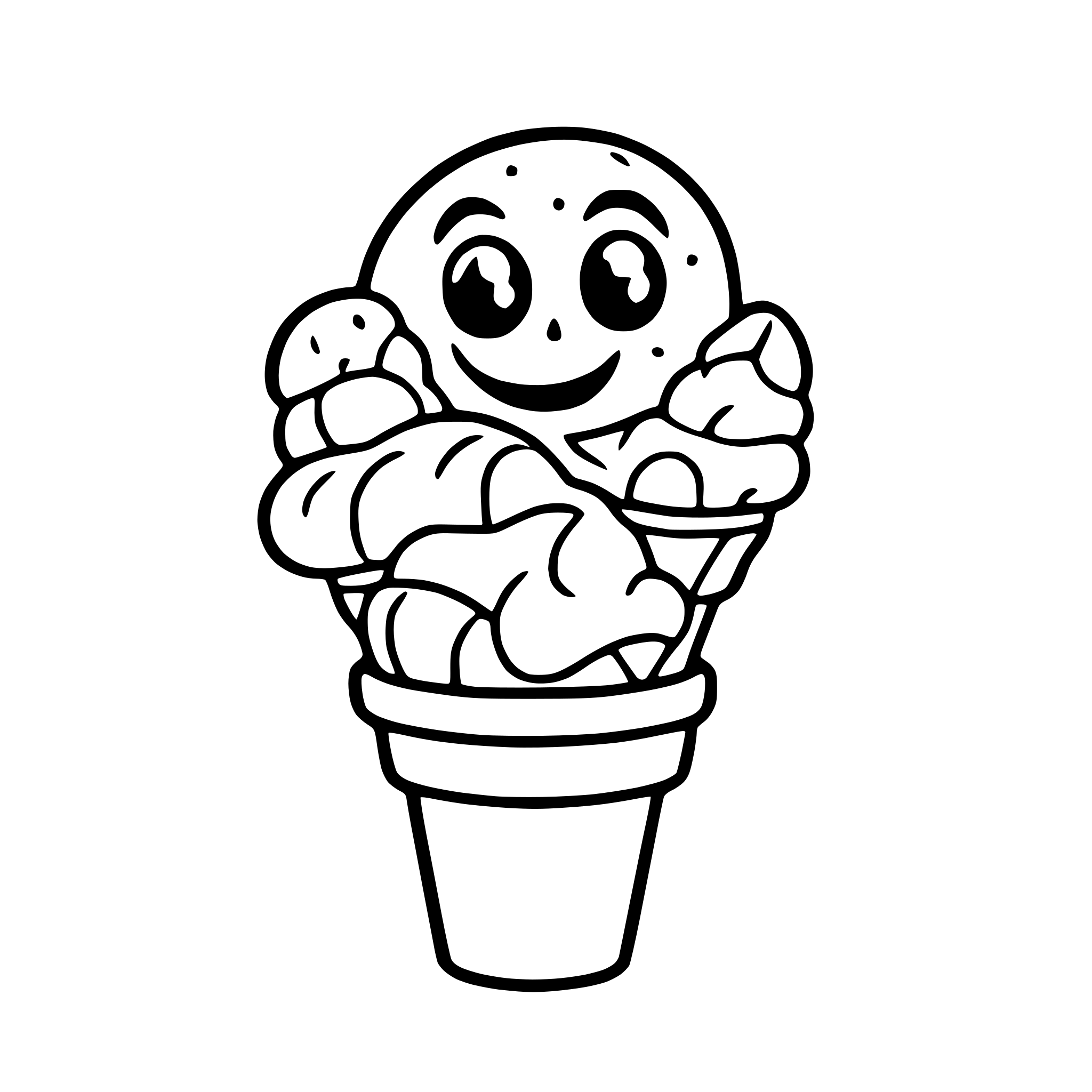 AI-generated SVG of a a cheerful octopus holding ice cream cones in each tentacle AI-generated SVG of a a cheerful octopus holding ice cream cones in each tentacle