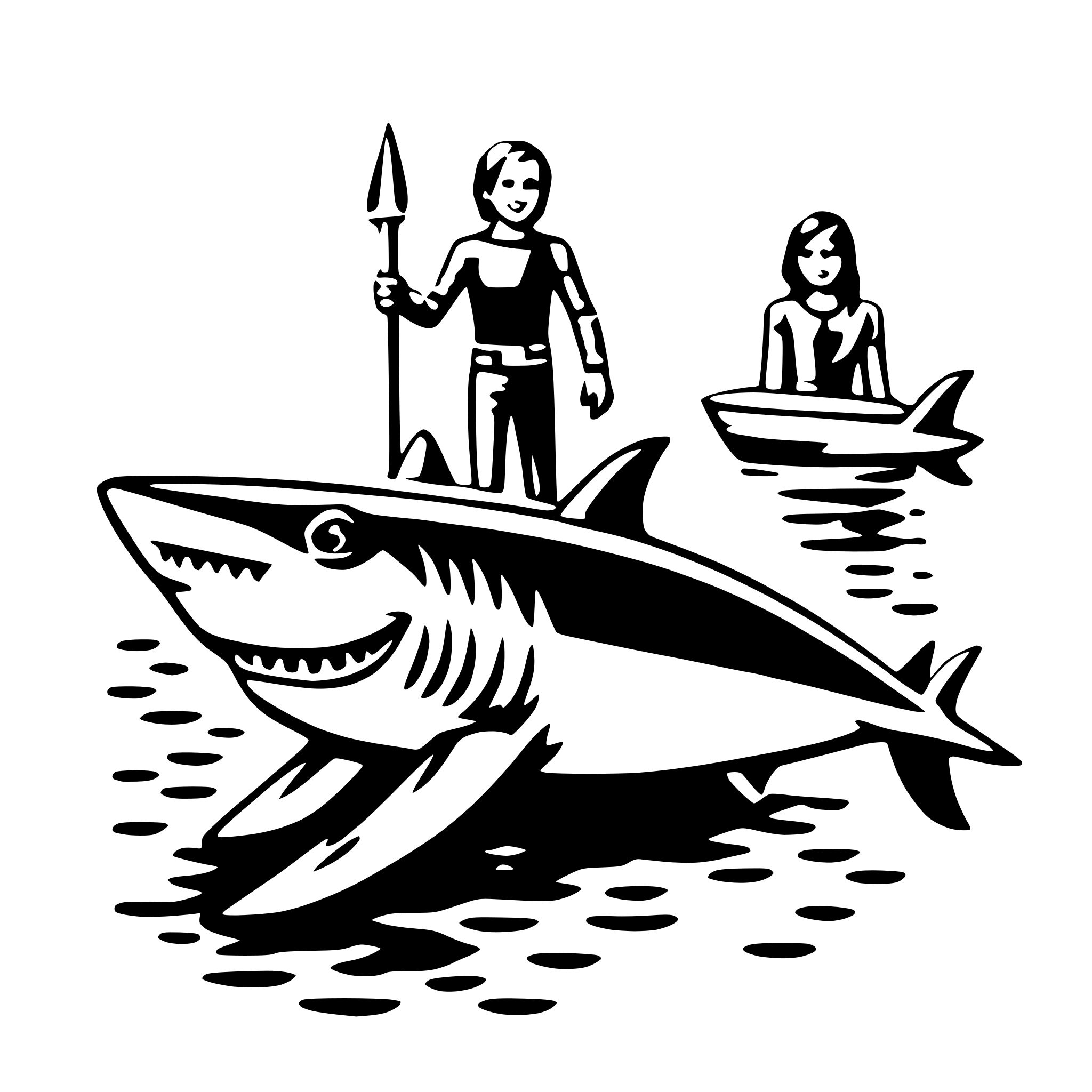 AI-generated SVG of a diving with sharks