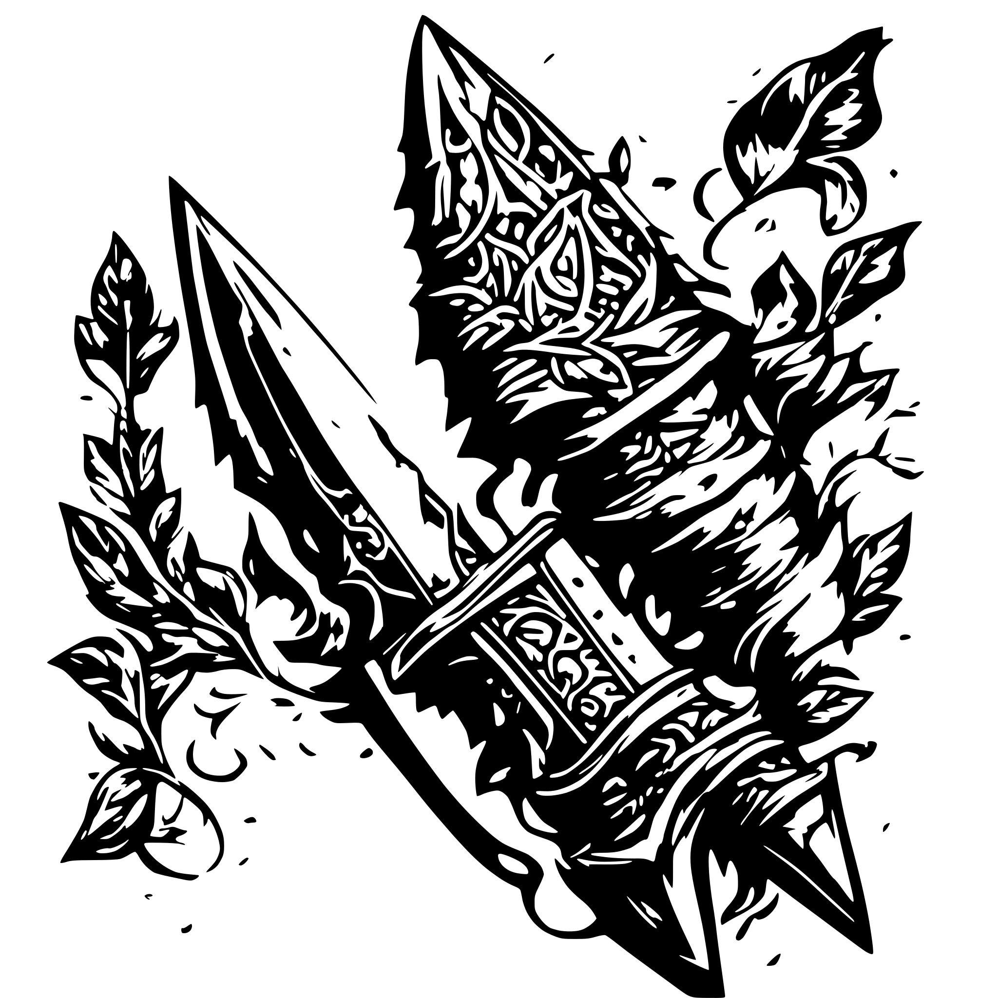 AI-generated SVG of 'neo traditional borken dagger'