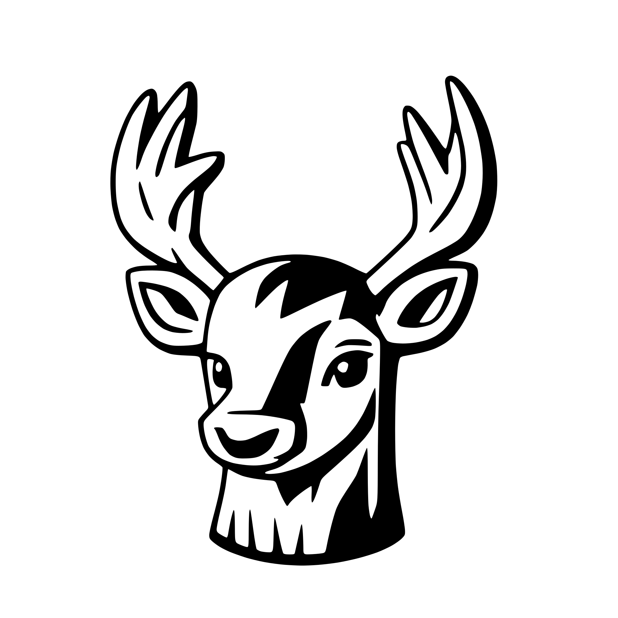 AI-generated SVG of 'whitetail deer head front'