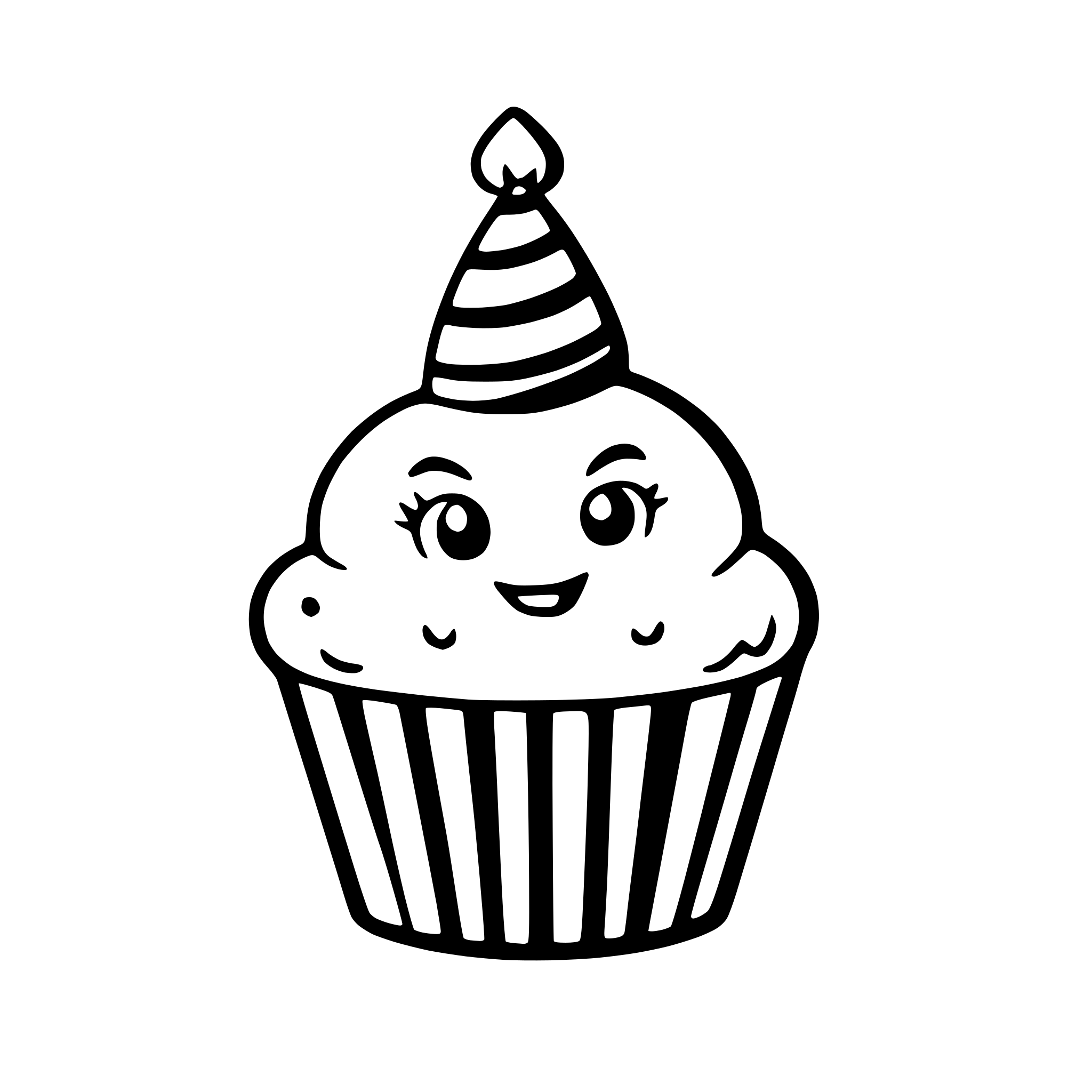 AI-generated SVG of 'a cheerful cupcake with a birthday hat'