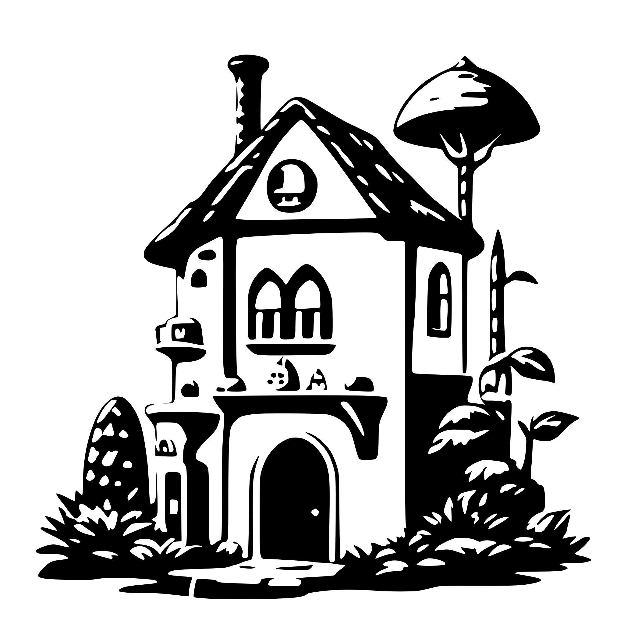 AI-generated SVG of a totoro house