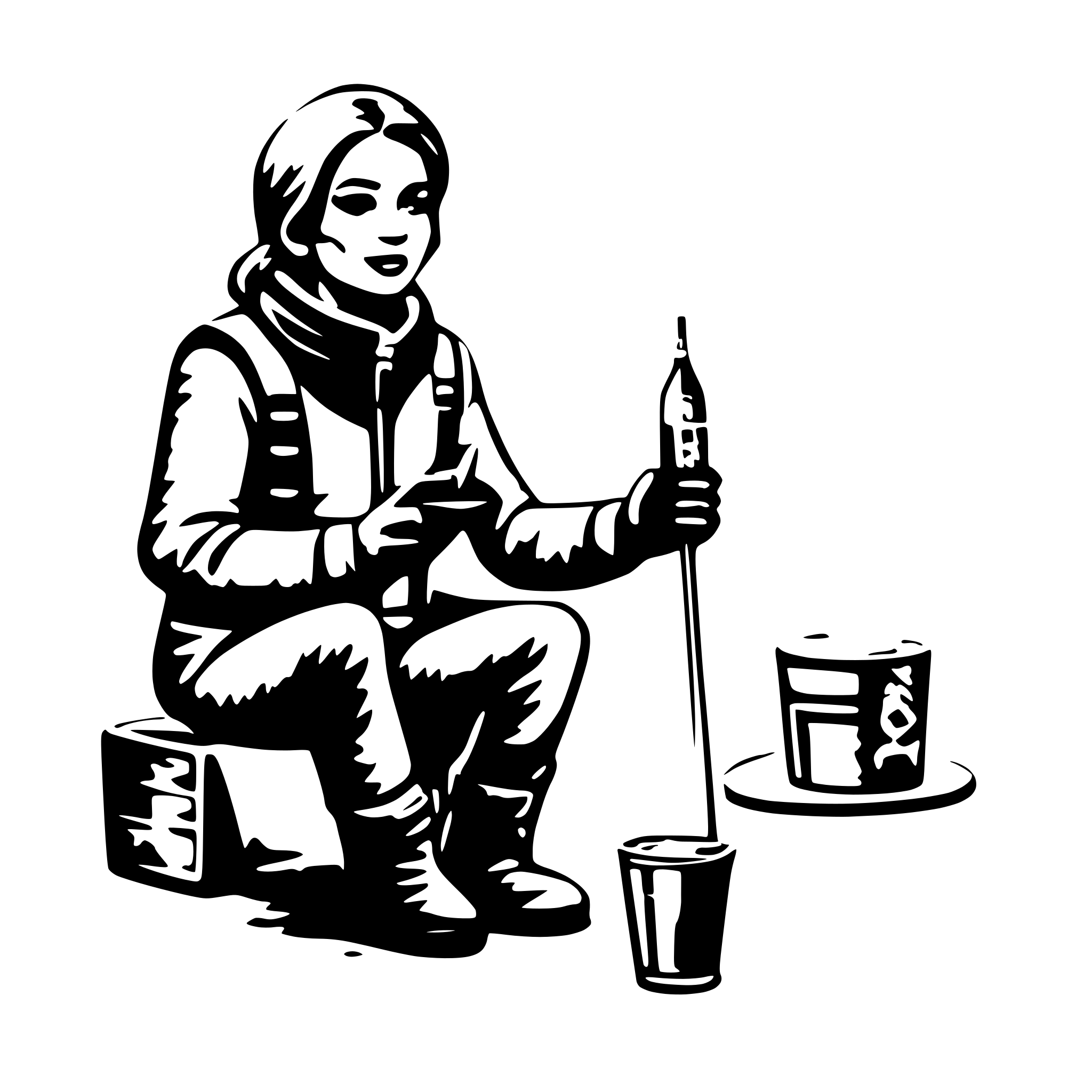 AI-generated SVG of 'ice fishing and drinking vodka'