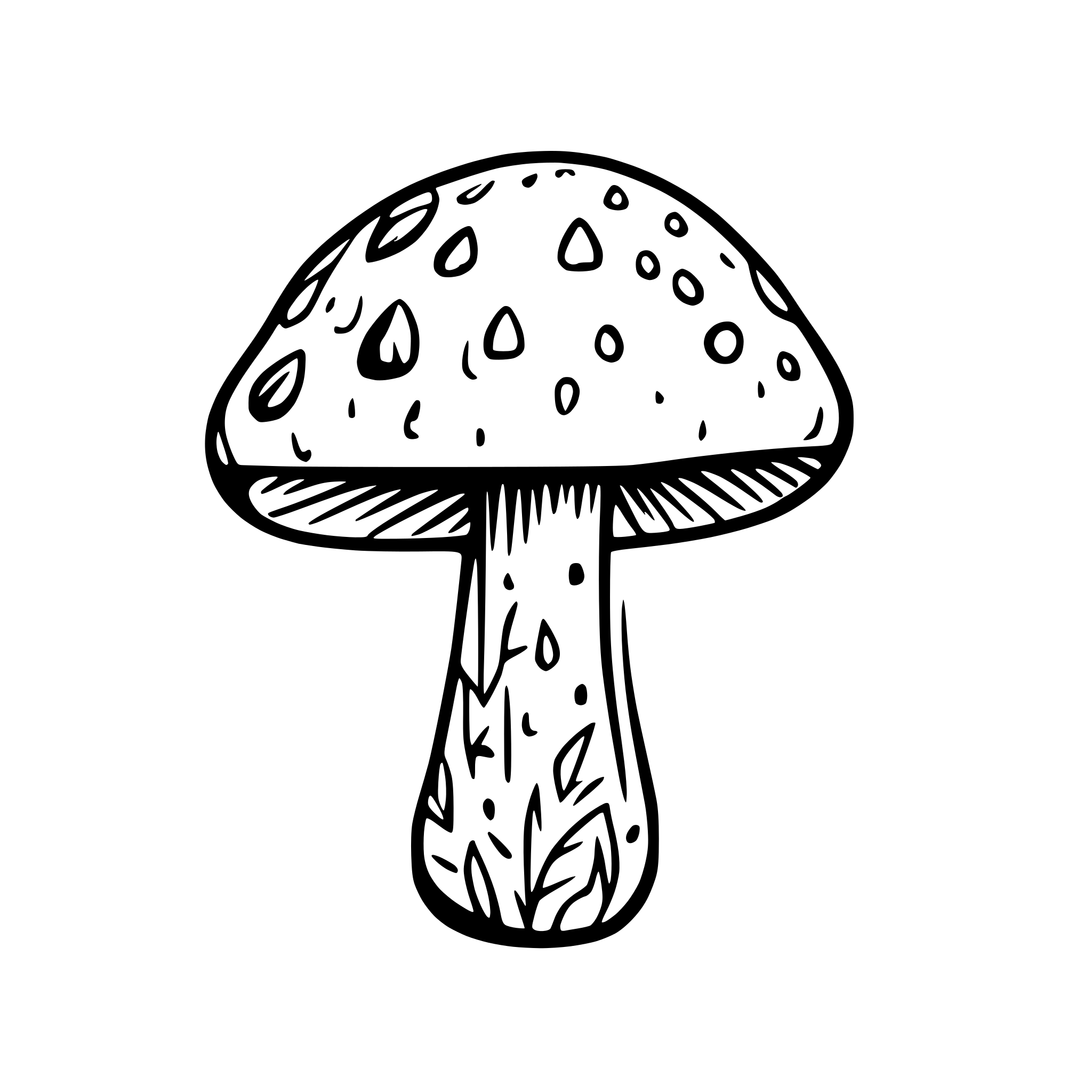 AI-generated SVG of a amanita muscaria mushroom in the shape of a zentangle pokeroot