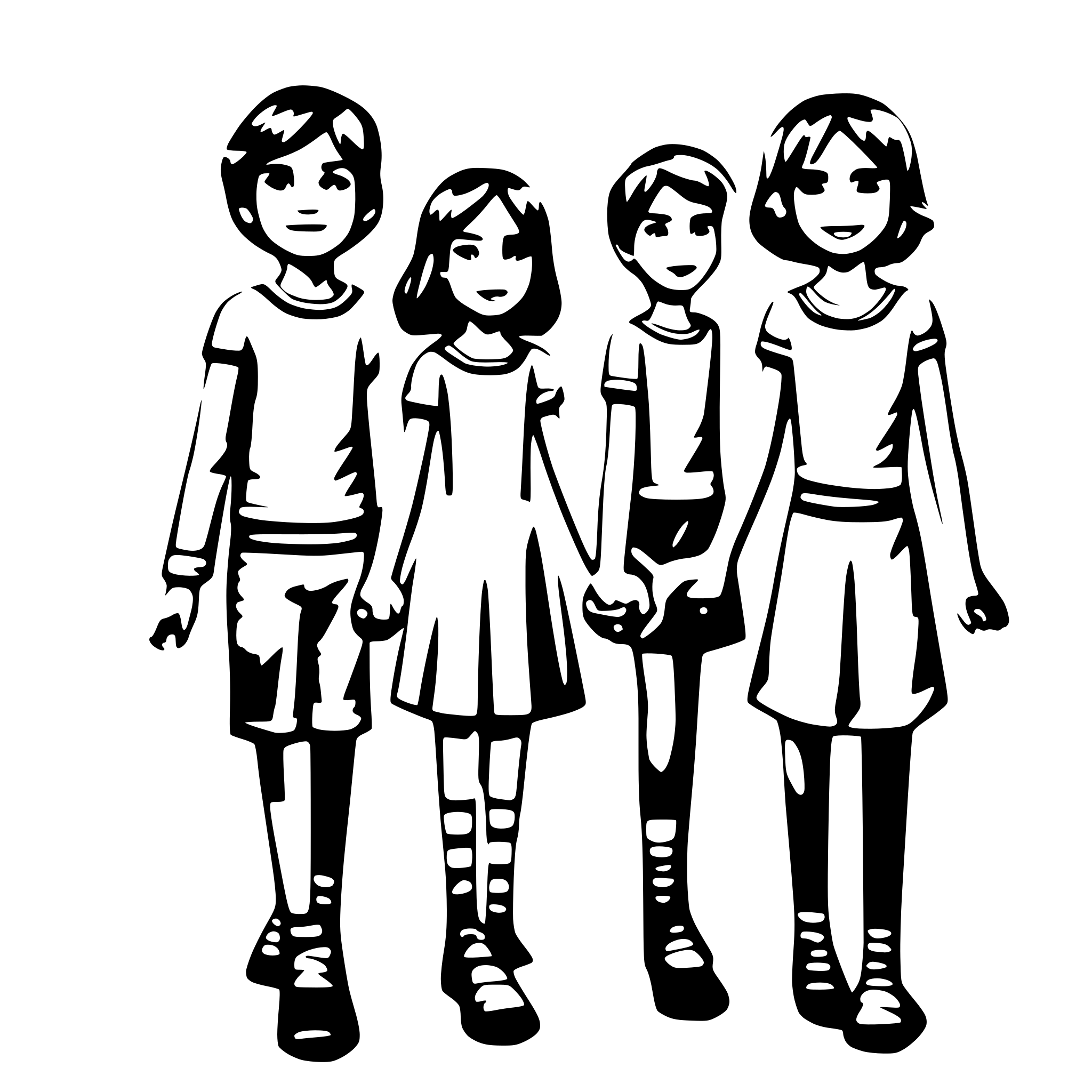 AI-generated SVG of a boys and girls forming a line and holding hands