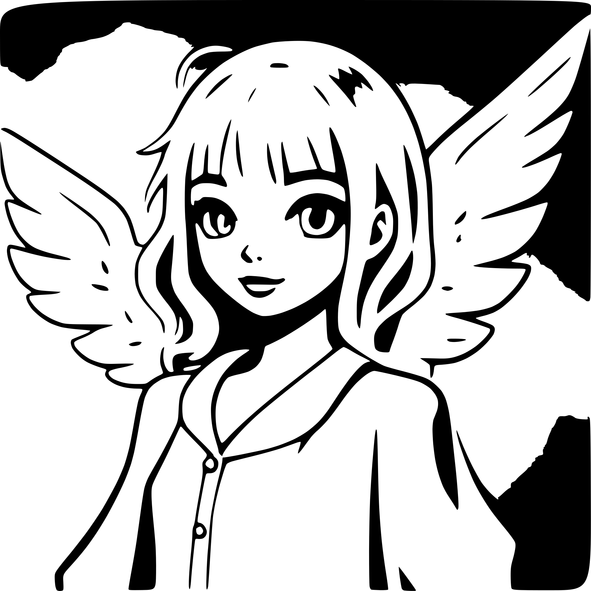 AI-generated SVG of a girl with celestial wings