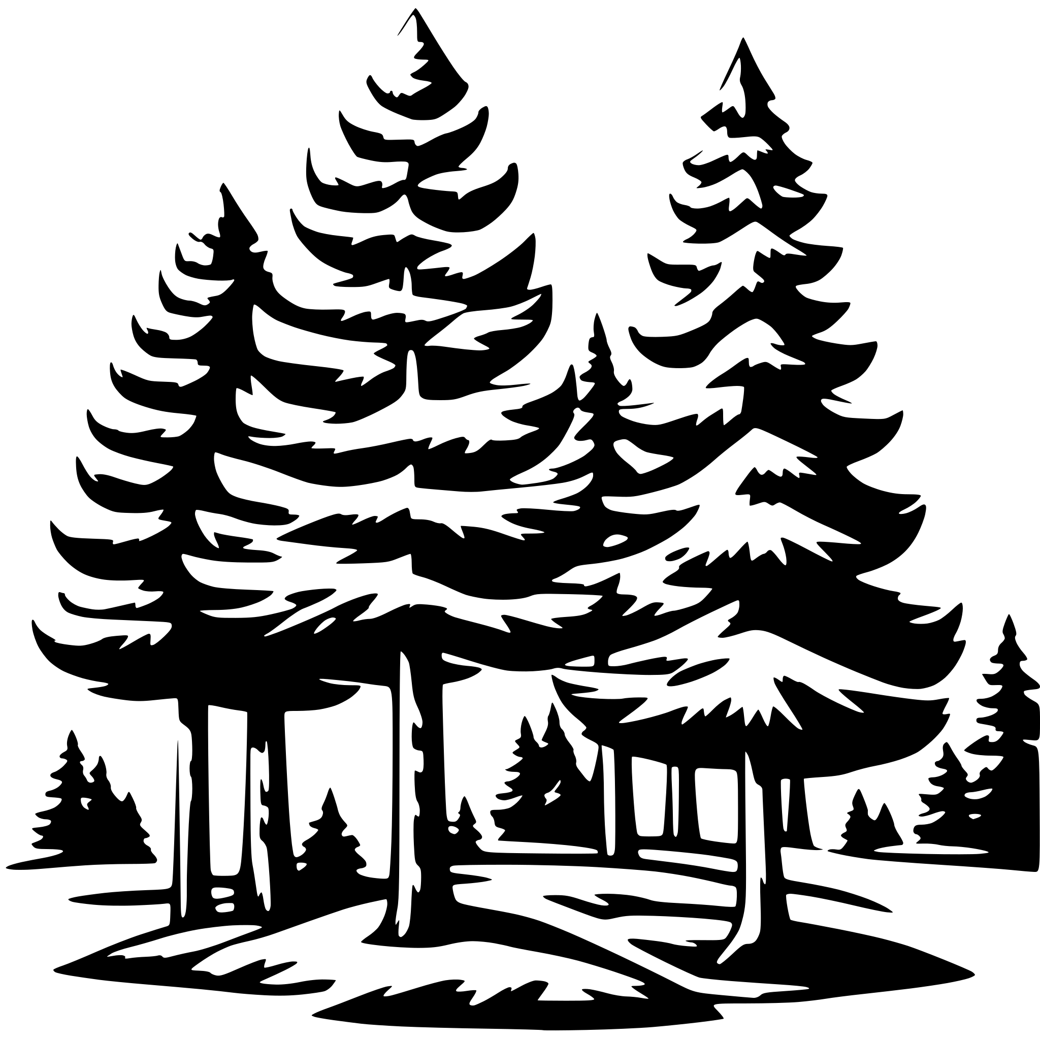 AI-generated SVG of 'Pine trees of varying heights'