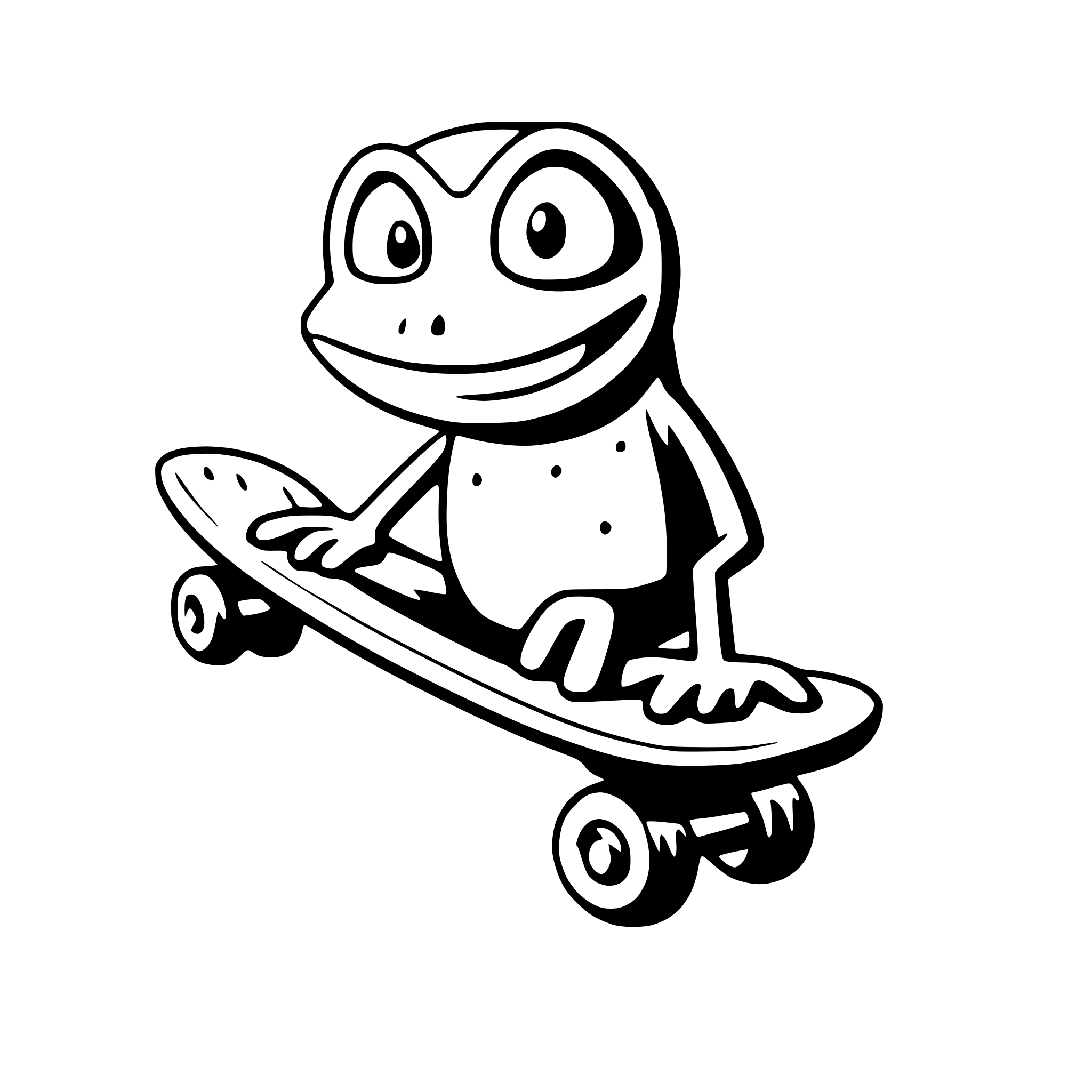 AI-generated SVG of a a funny frog on a skateboard