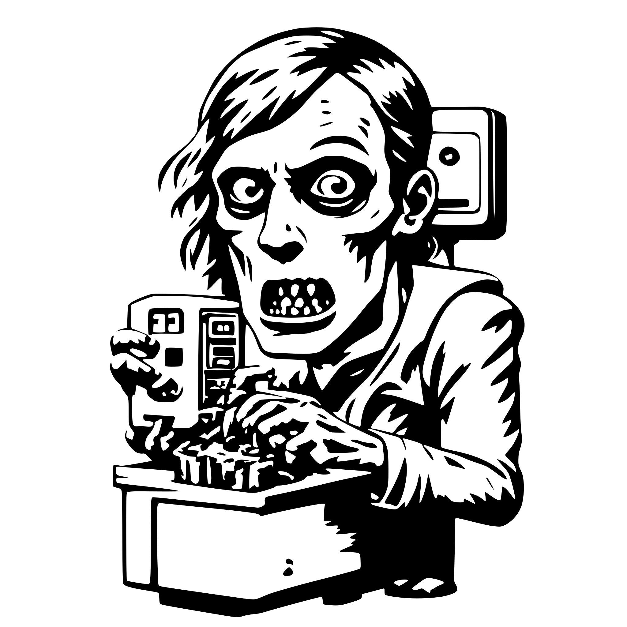 AI-generated SVG of 'A zombie eating a cpu'