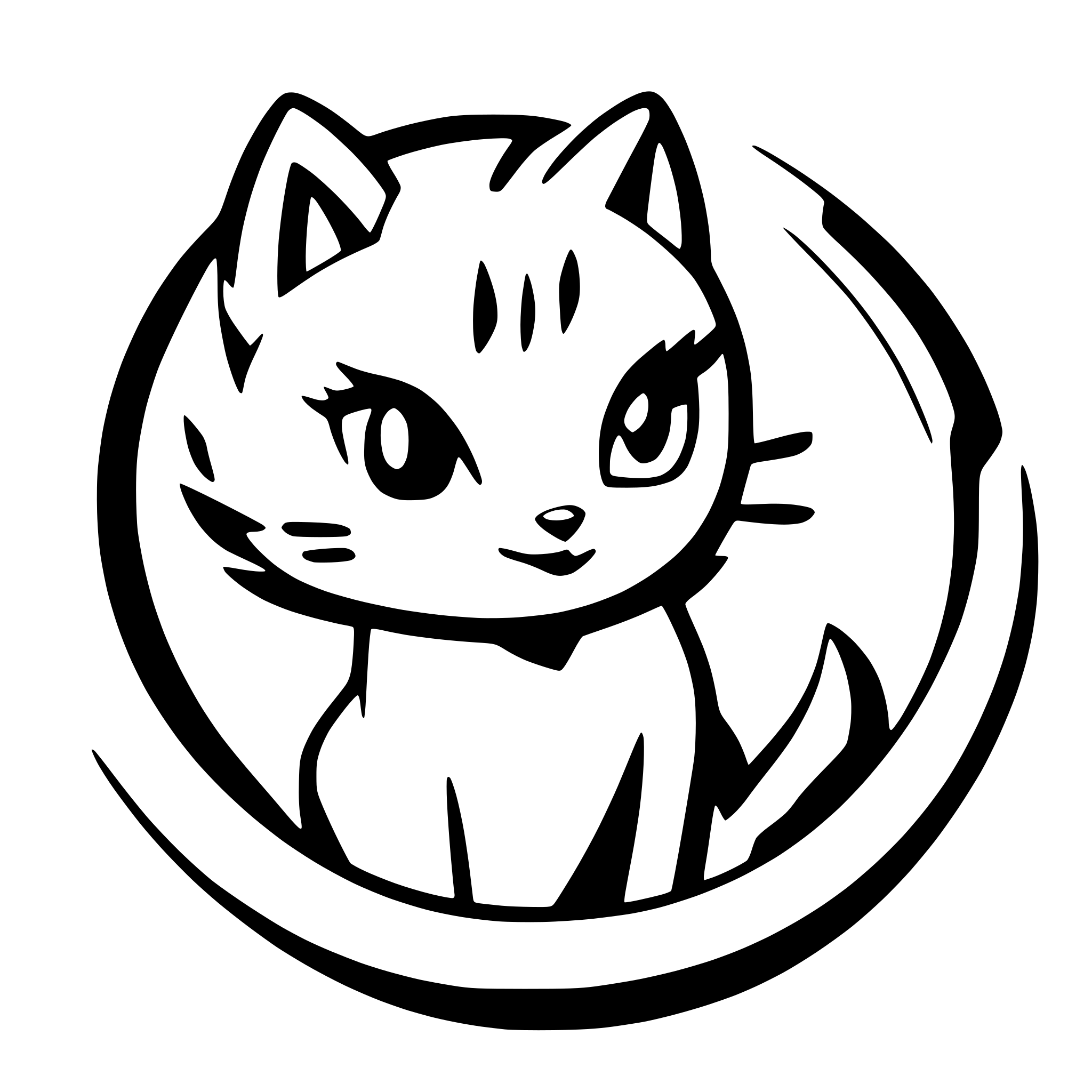 AI-generated SVG of a cat turned with its back and its head turned forward and the whole thing framed in cirle