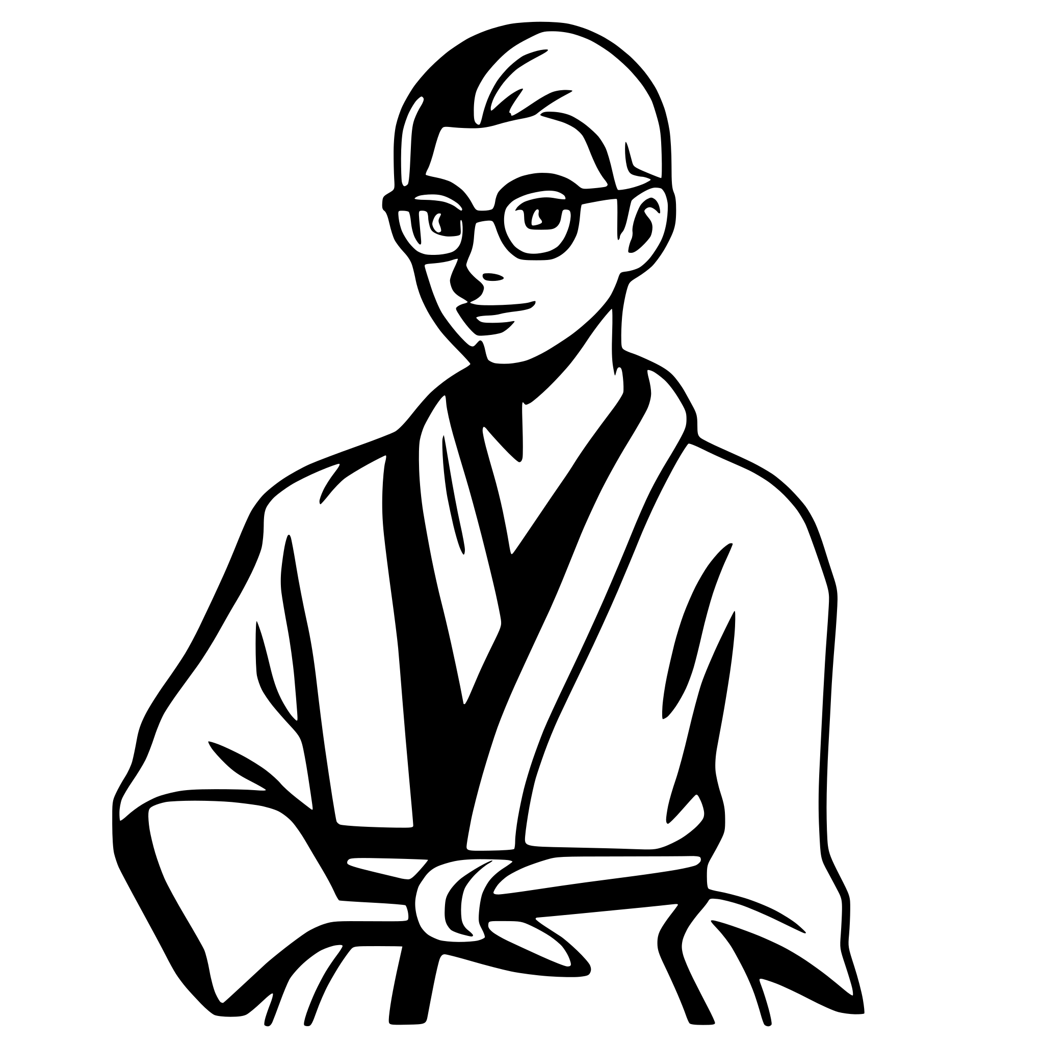 AI-generated SVG of a intelligent guy wearing glasses and judo kimono