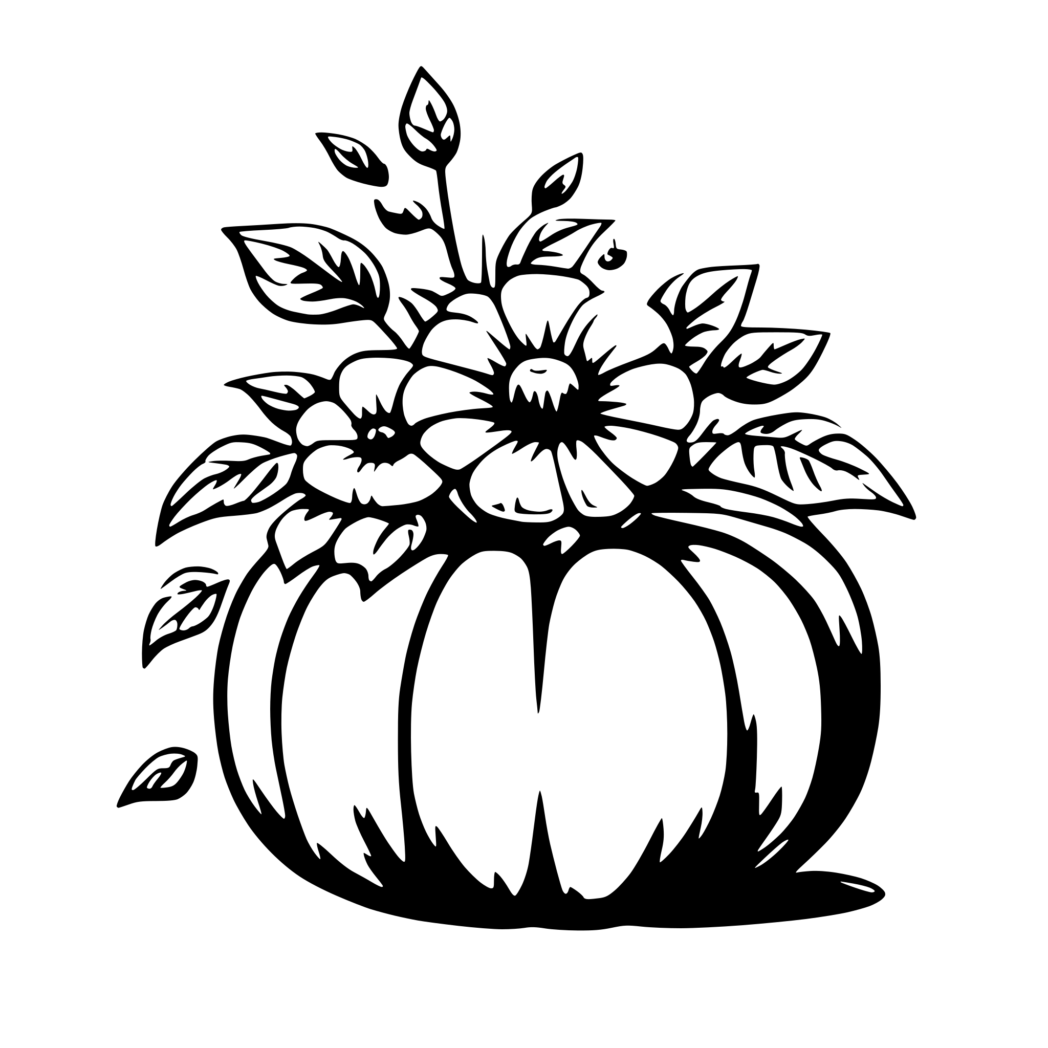 AI-generated SVG of a pumpkin with flowers