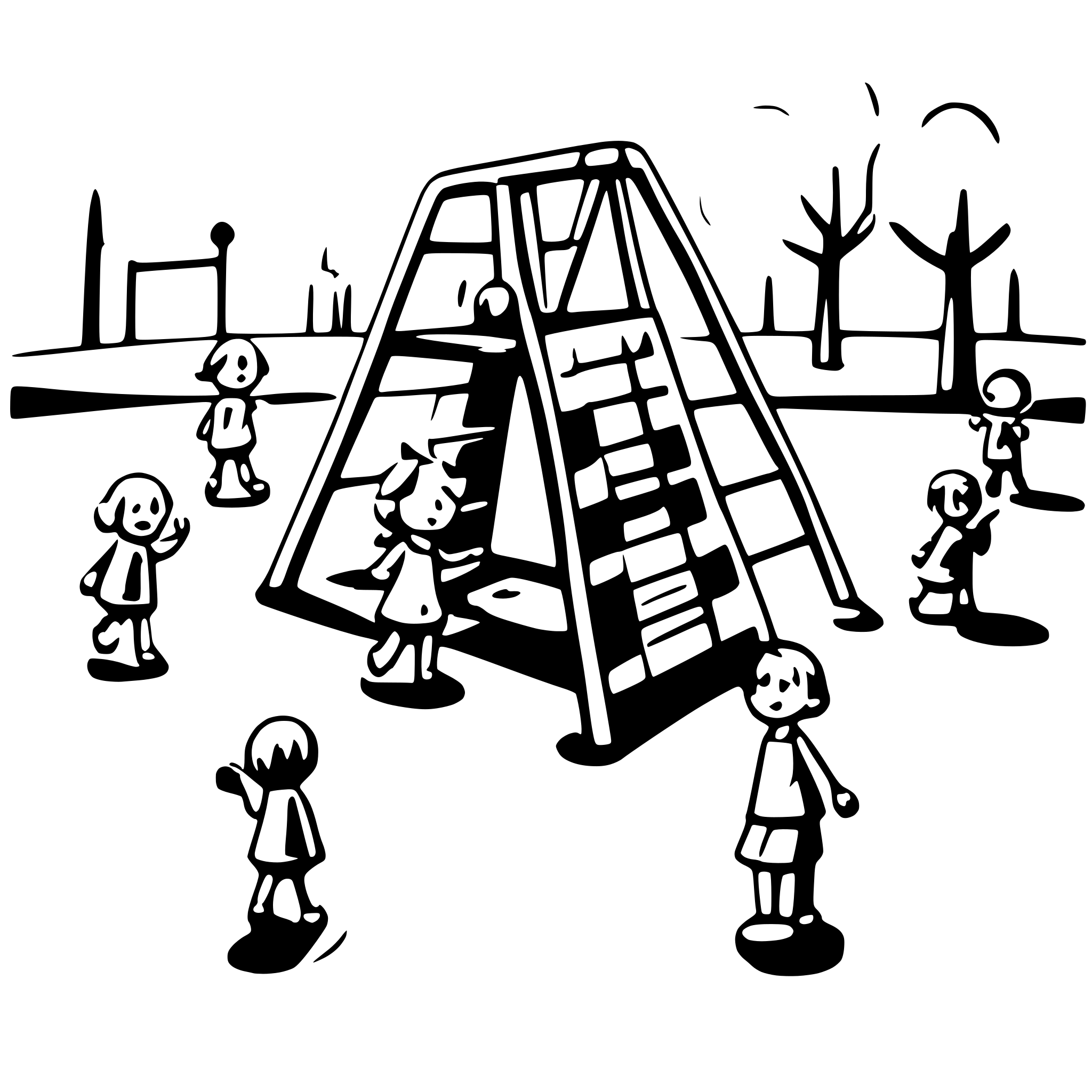 AI-generated SVG of a many Children playing on a playground