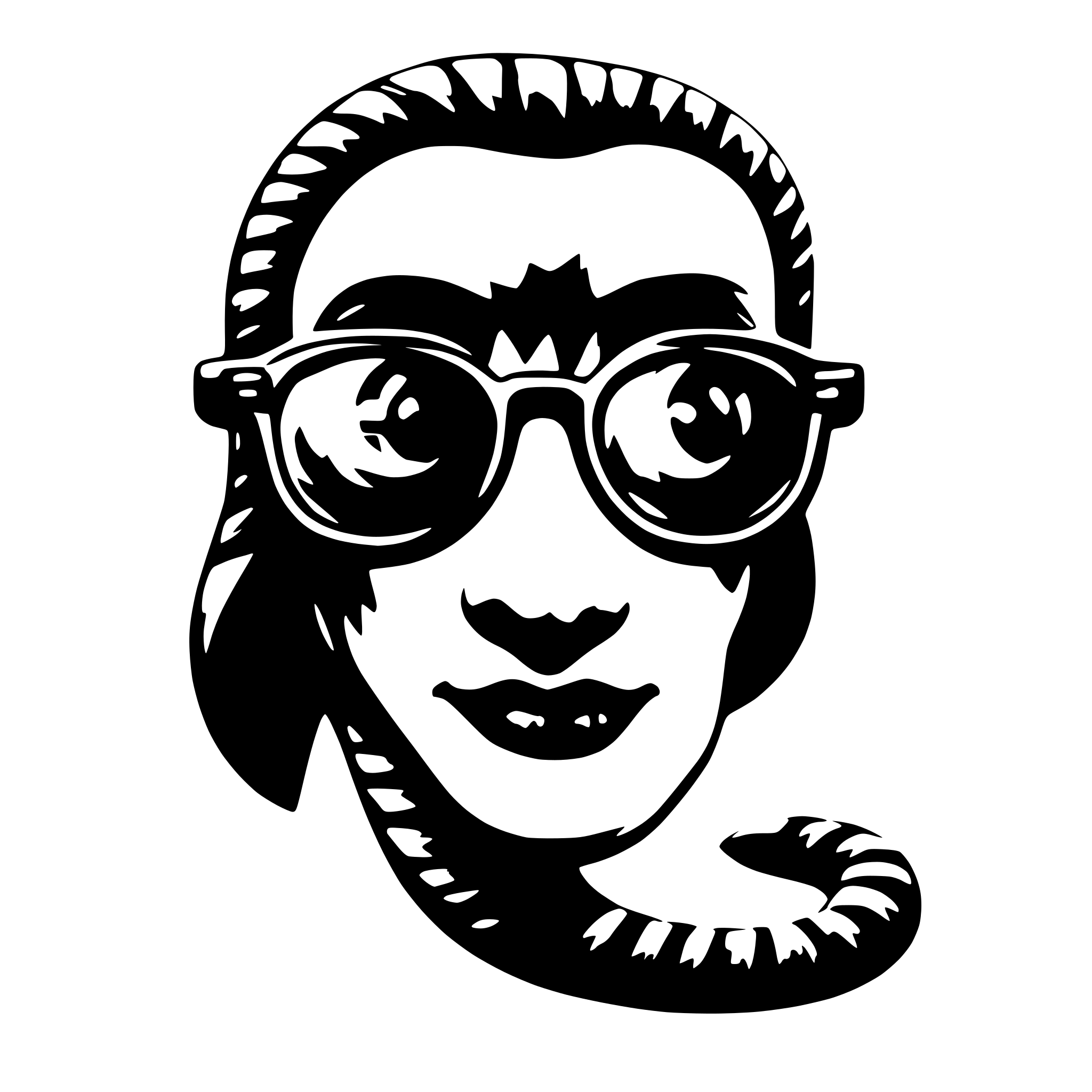 AI-generated SVG of a snake with glasses