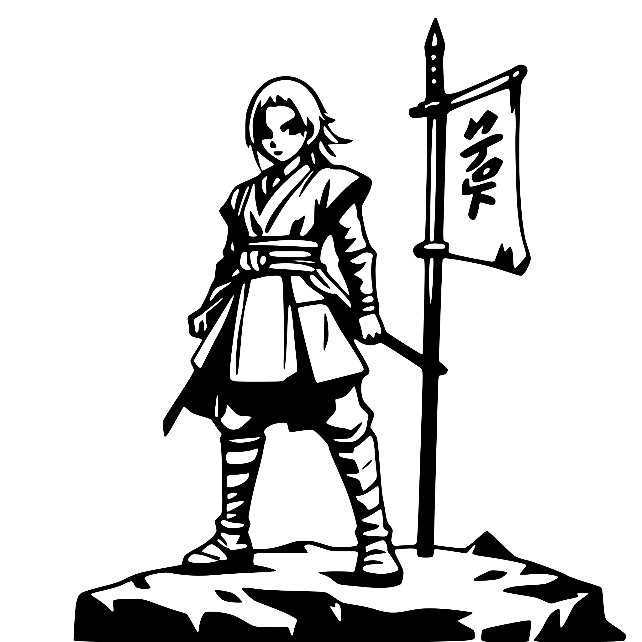 AI-generated SVG of a samurai standing on cliff