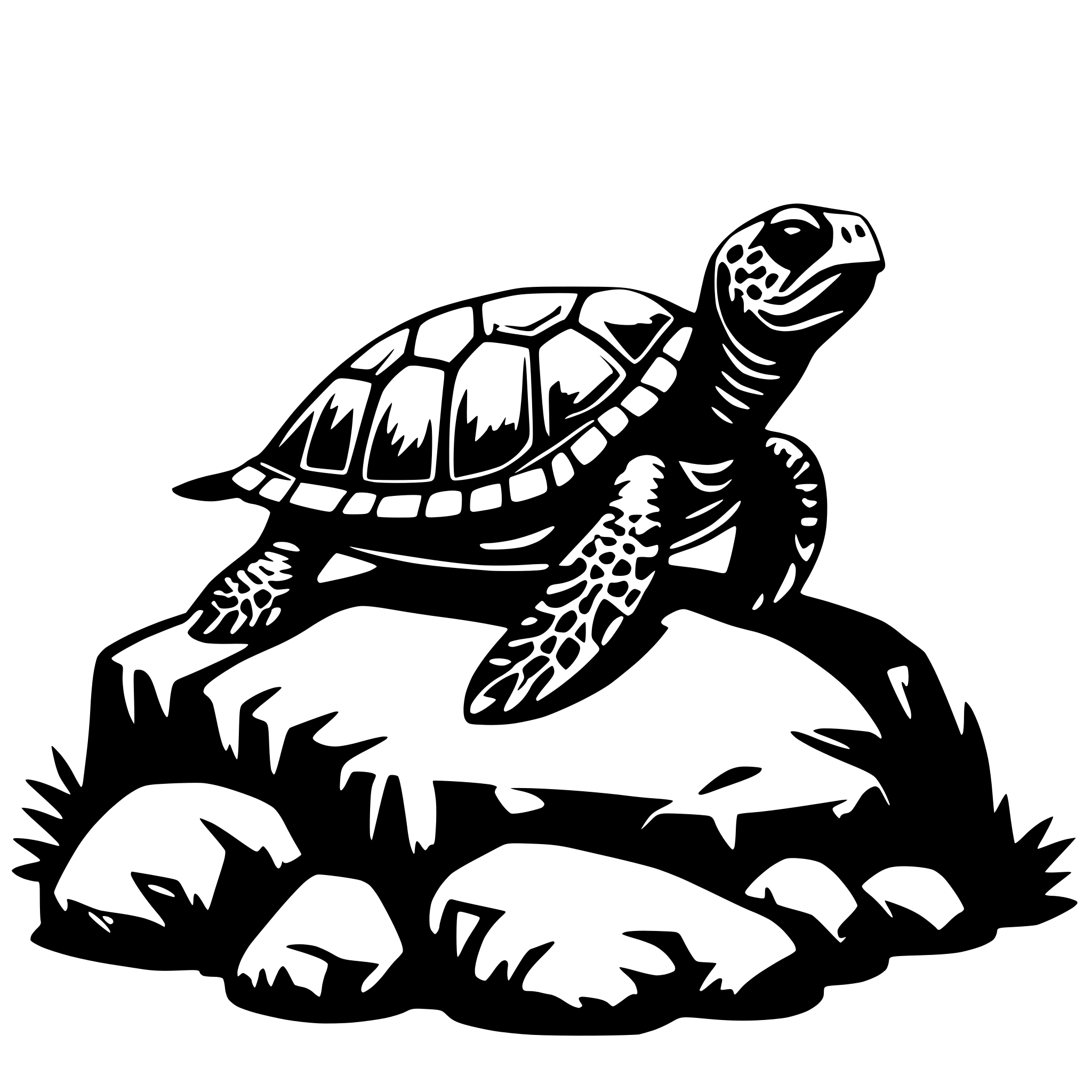 AI-generated SVG of 'Sea Turtle on rock'