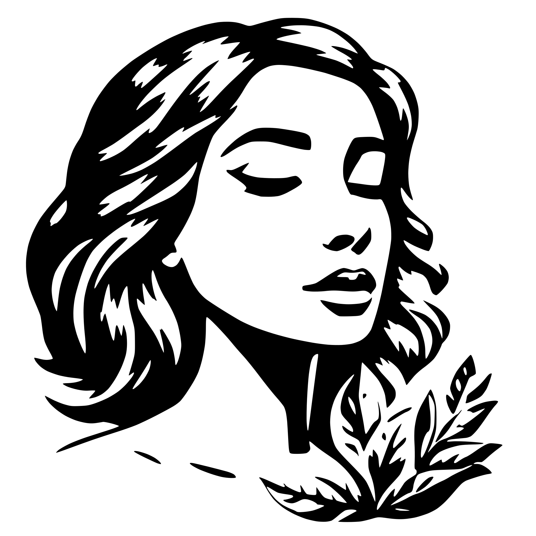 AI-generated SVG of 'Woman with closed eyes nature'