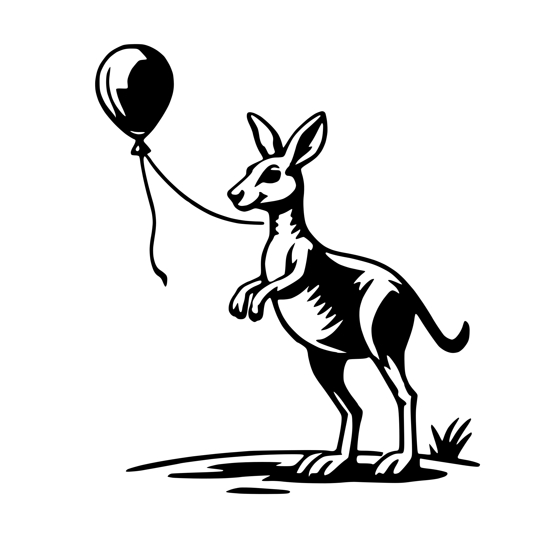 AI-generated SVG of 'kangaroo with balloon'