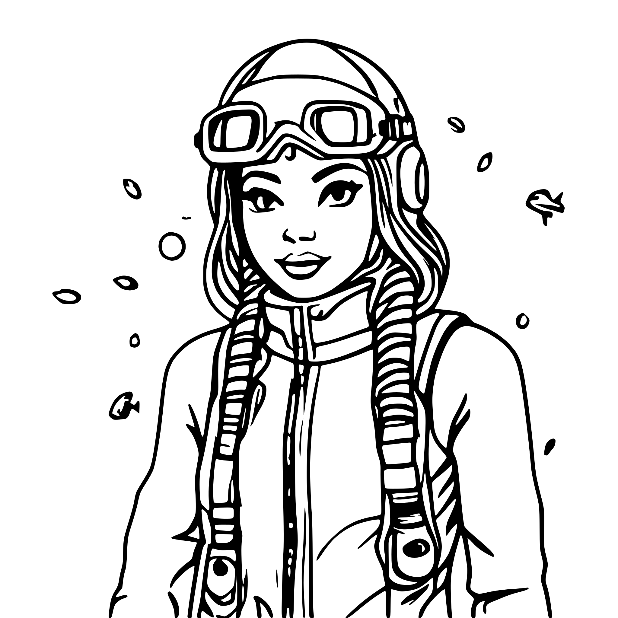 AI-generated SVG of a Female Scubadiver with fishes and bubbles around her