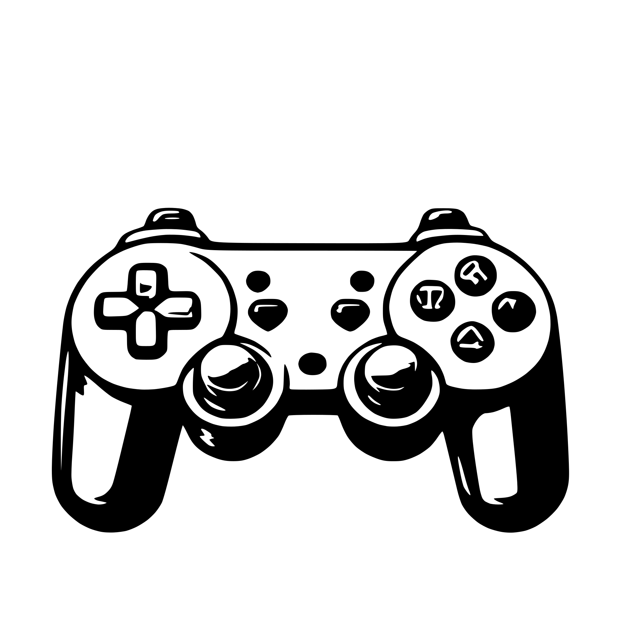 AI-generated SVG of a A sleek, modern game controller with symmetrical buttons and thumbsticks. AI-generated SVG of a A sleek, modern game controller with symmetrical buttons and thumbsticks.