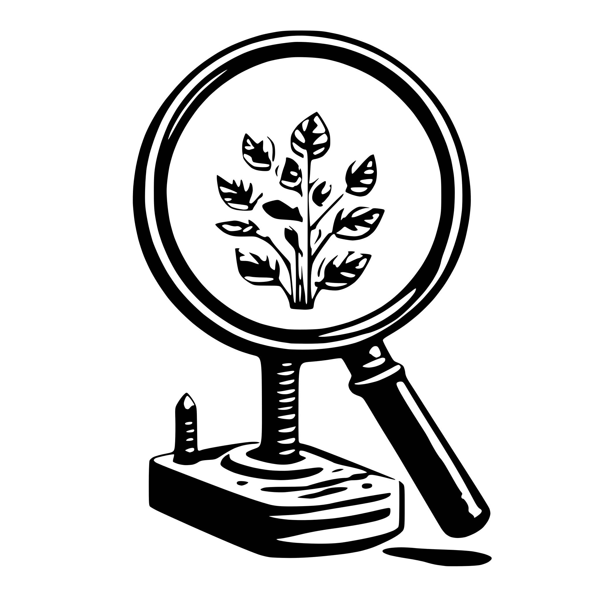 AI-generated SVG of a data nodes beeing inspected by a magnifying glass